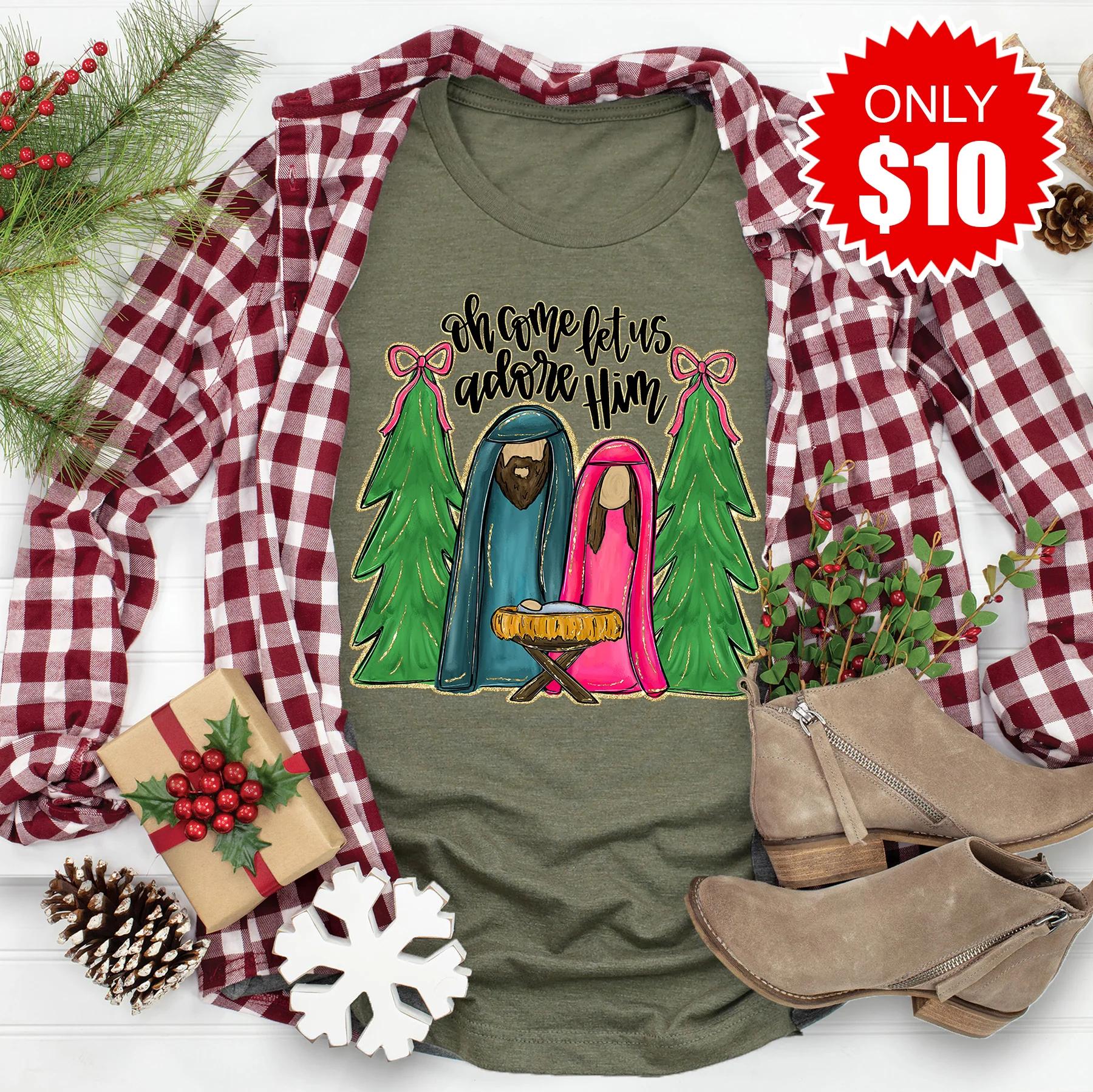 Adore Him Manger Tee - 10
