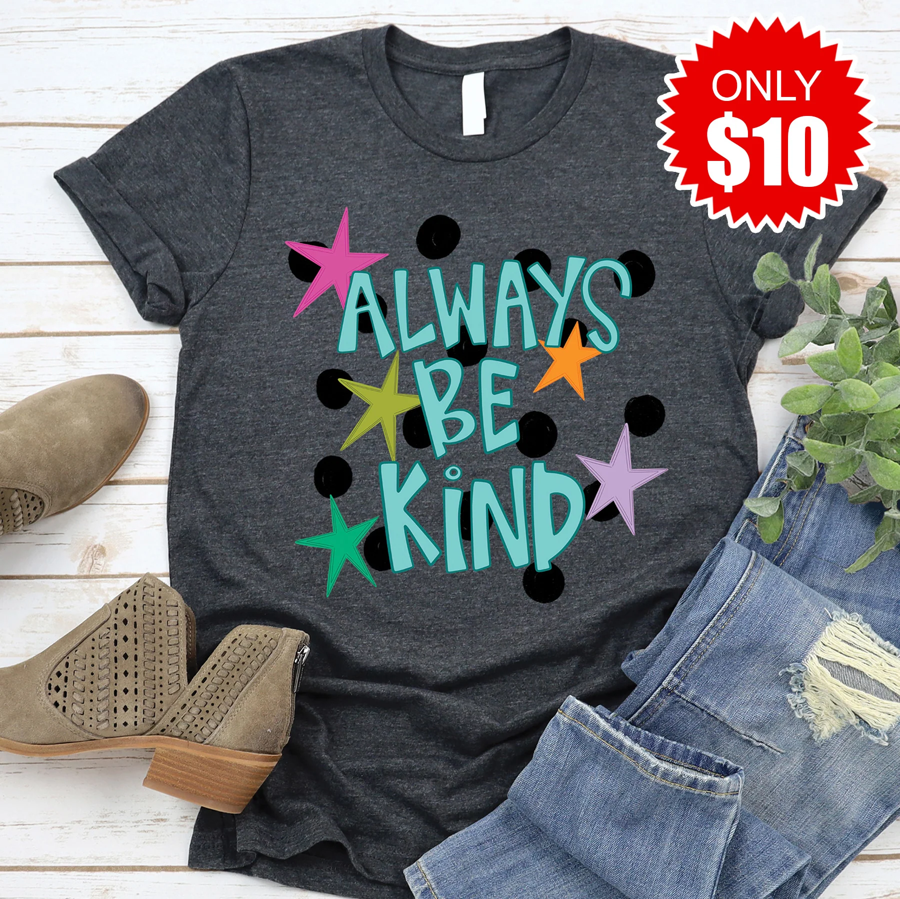 Always Be Kind Tee - Heather Charcoal - 10