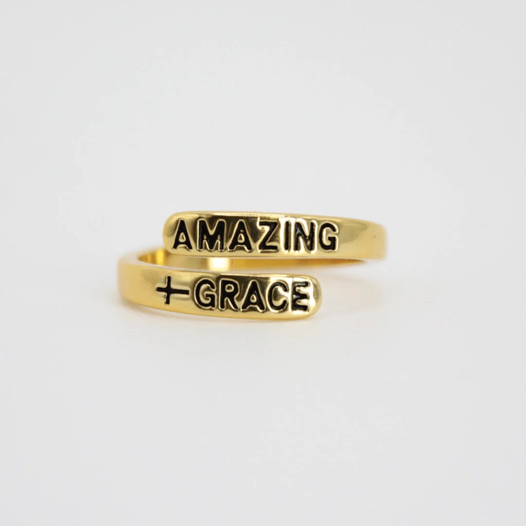 Amazing Grace Gold Plated Brass Ring