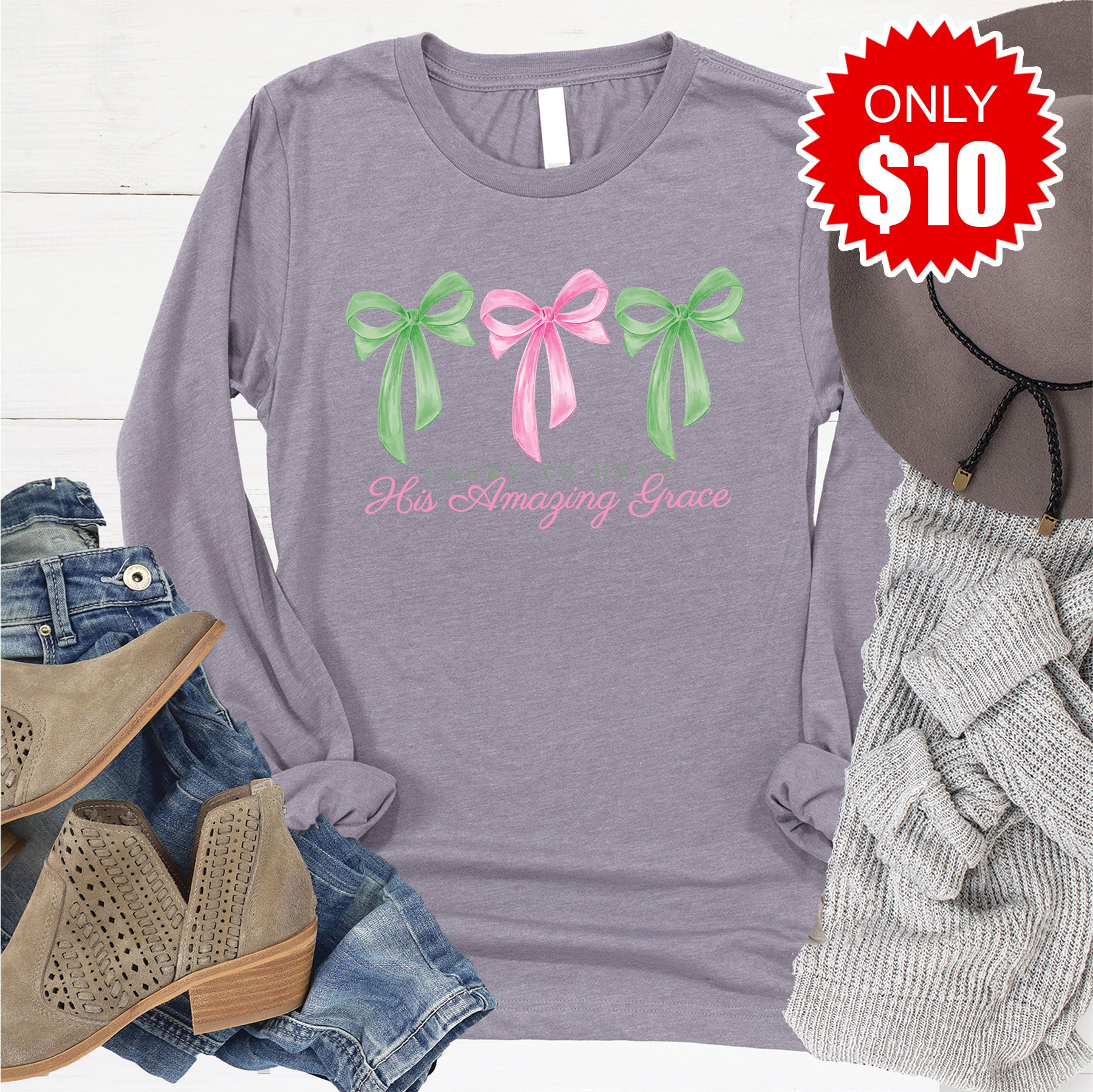 Amazing Grace Long Sleeve - Heather Storm - 10
