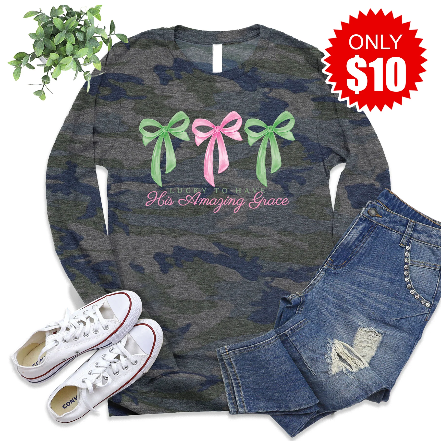 Amazing Grace Long Sleeve - Vintage Camo - 10