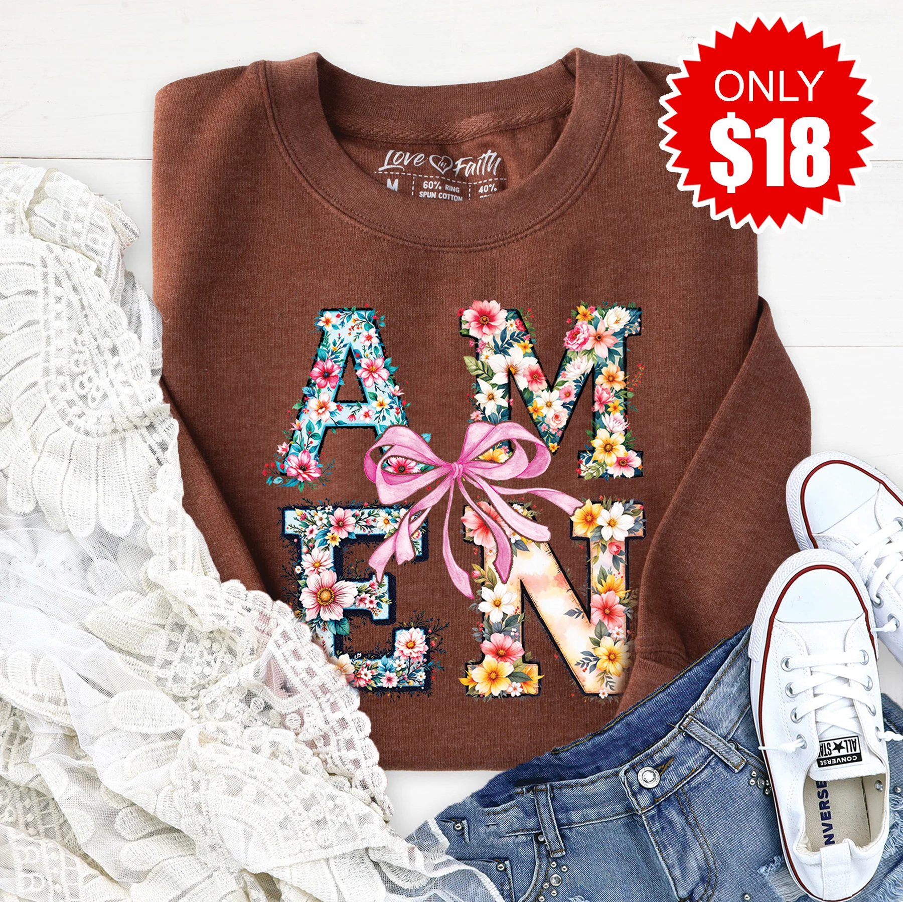 Amen Sweatshirt - Heather Brown - 18