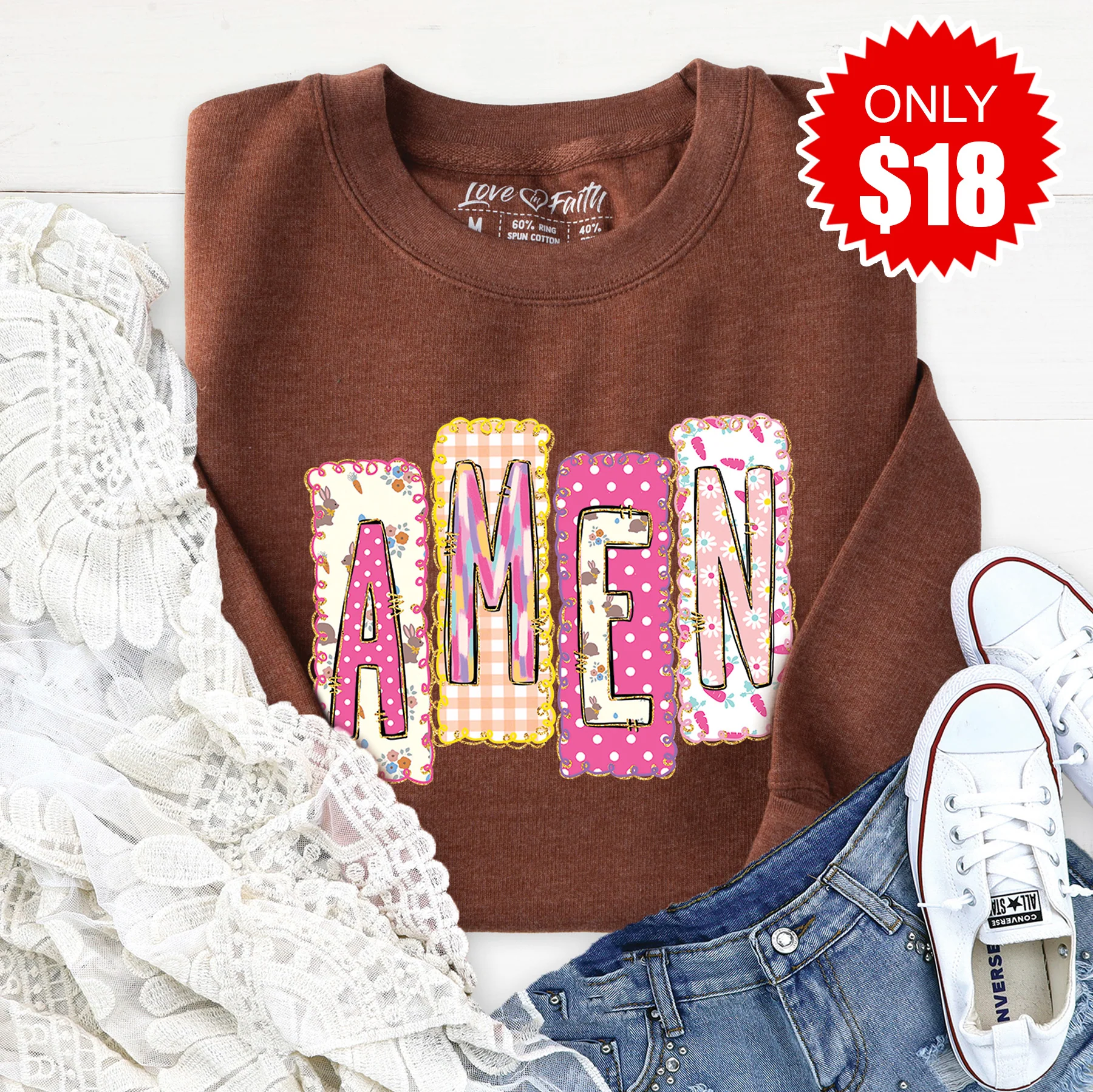Amen Sweatshirt - Heather Brown - 18