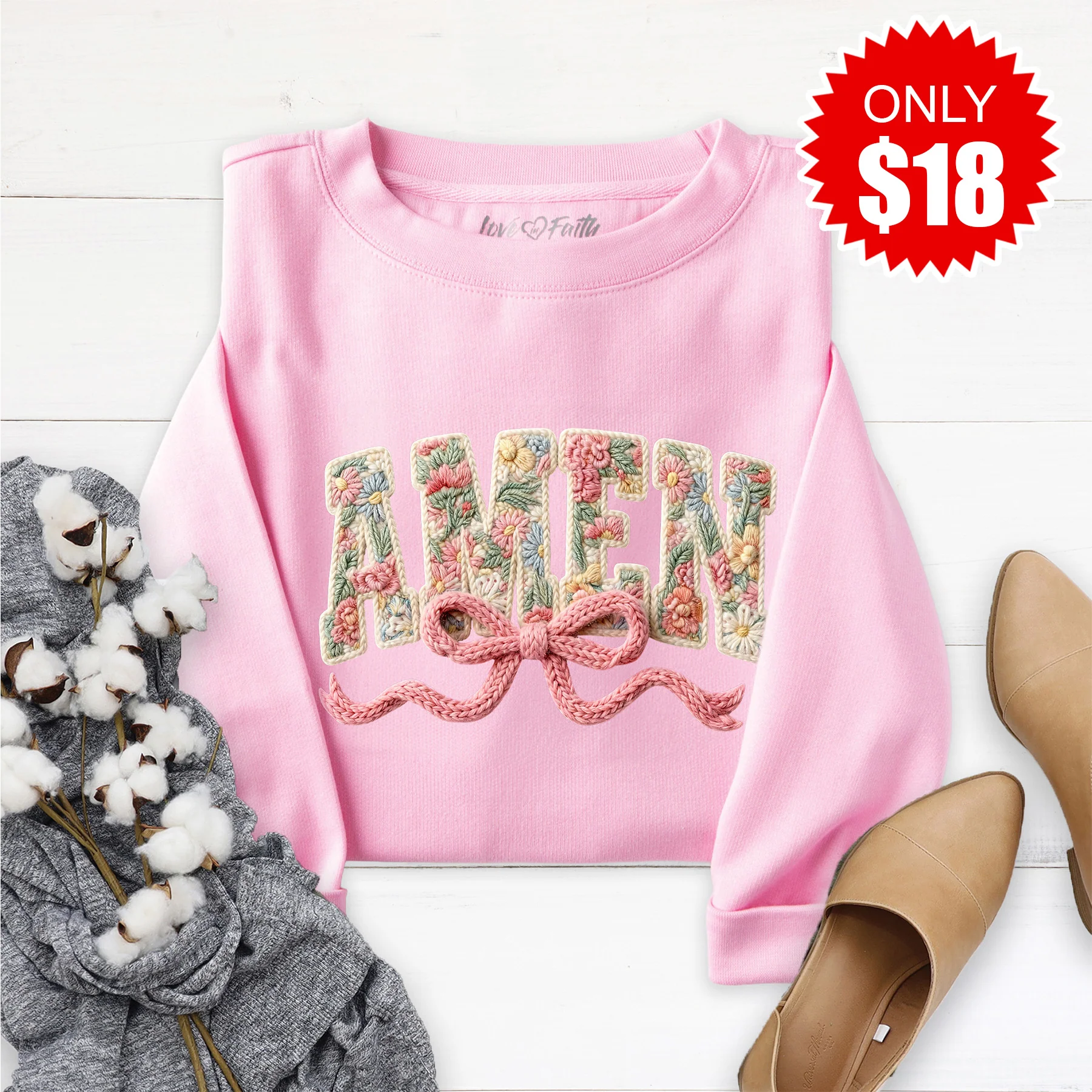Amen Sweatshirt - Heather Bubble Gum - 18