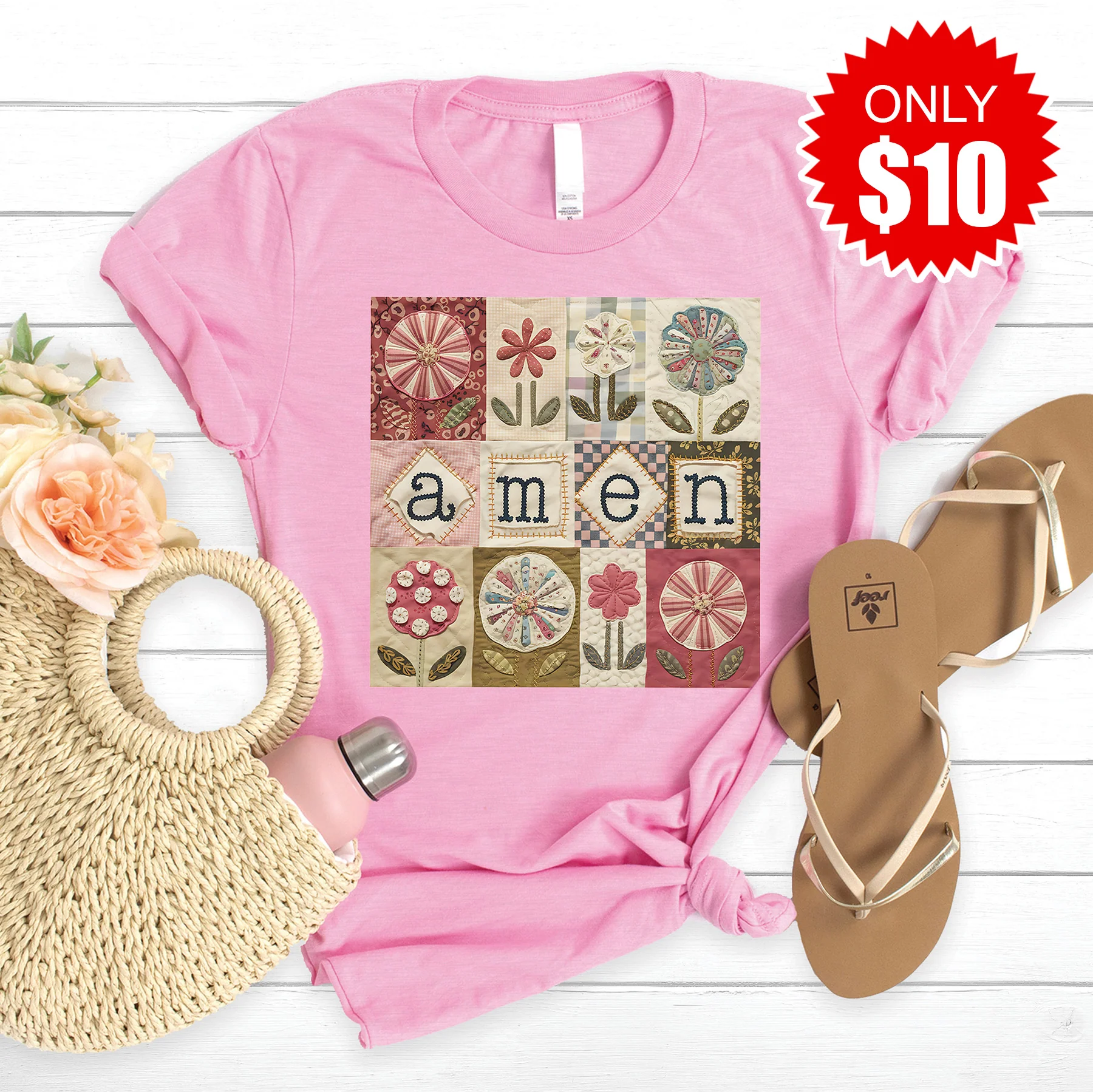 Amen Tee - Heather Bubble Gum - 10