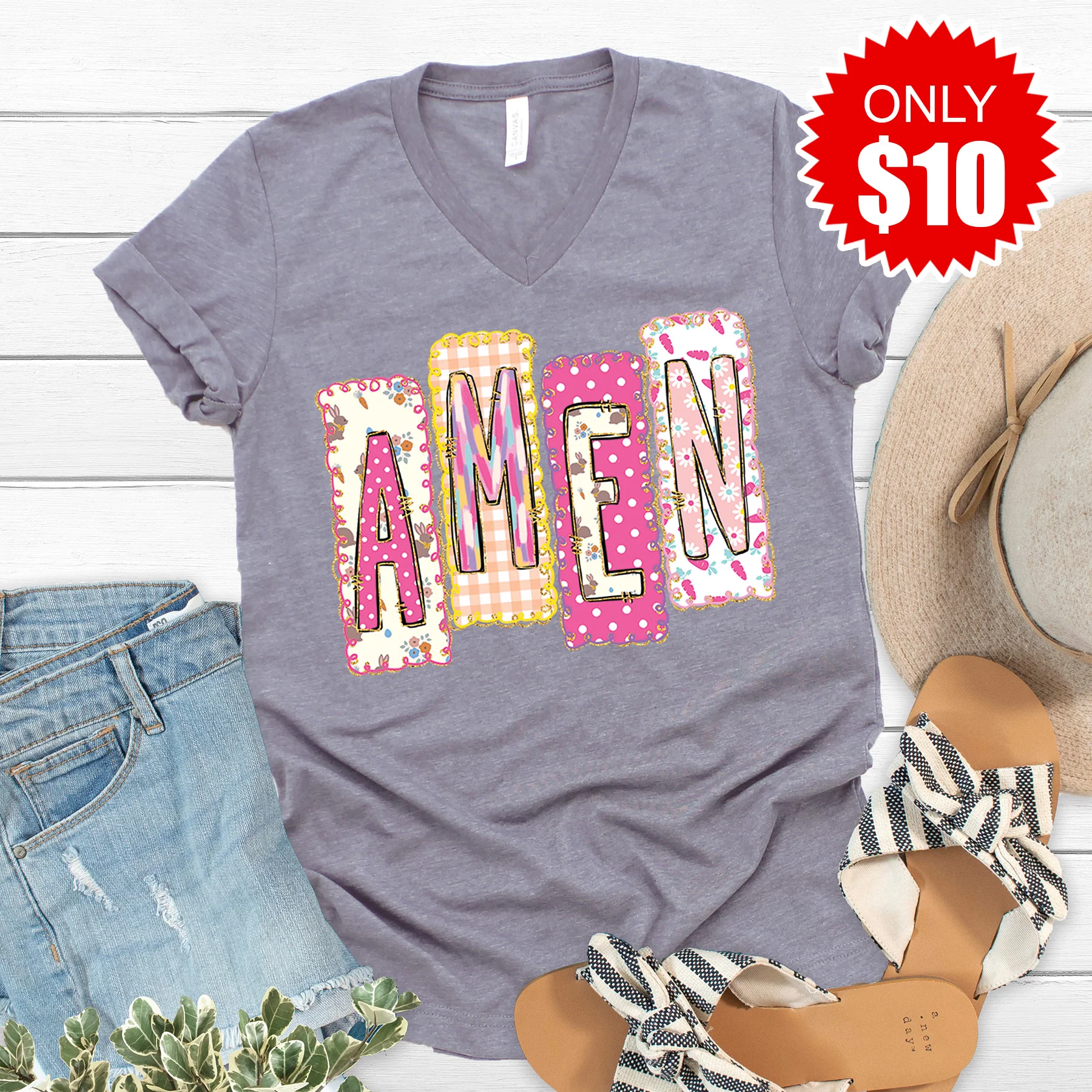 Amen V-Neck - Heather Storm - 10