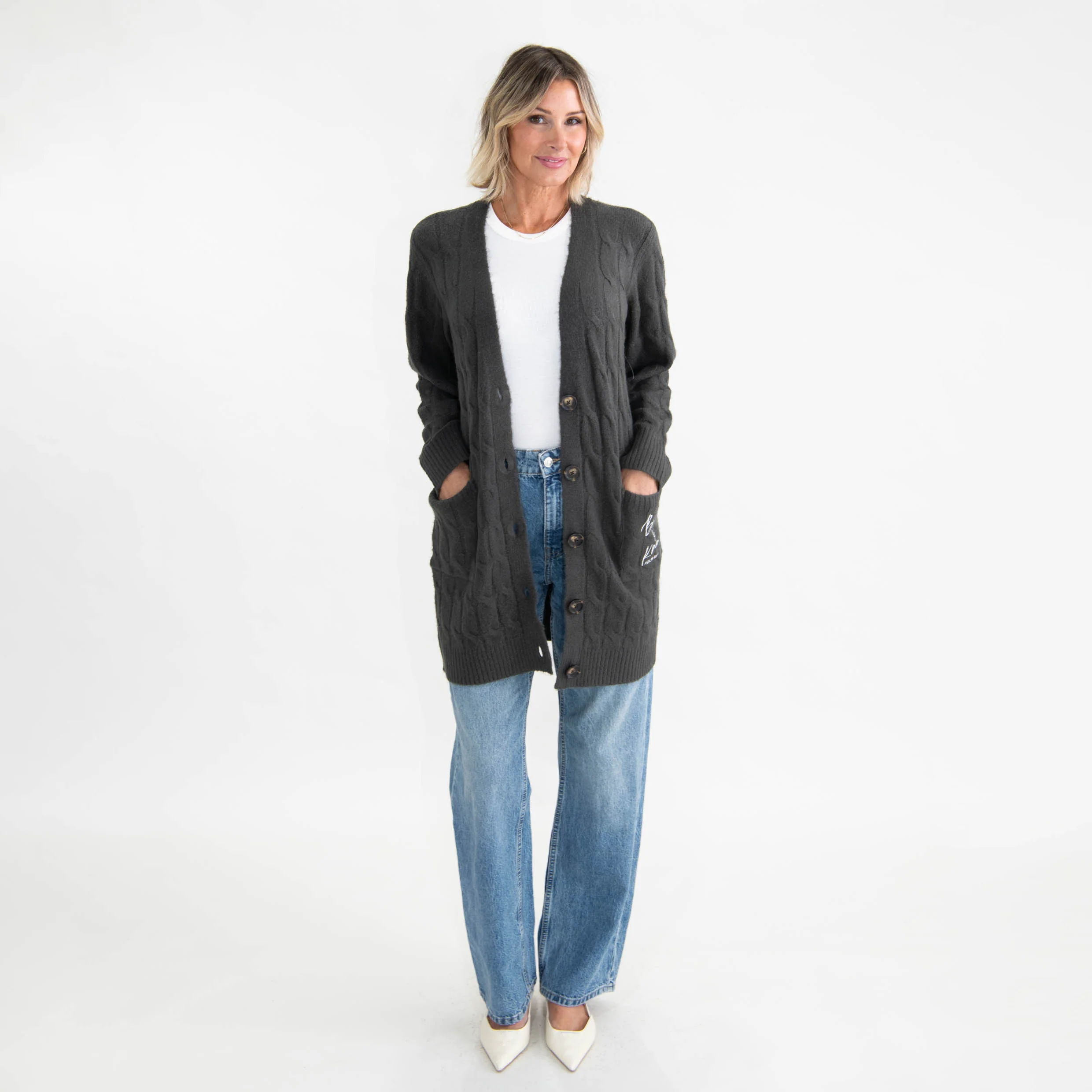 Be Still and Know Cable Knit Cardigan - Image 3