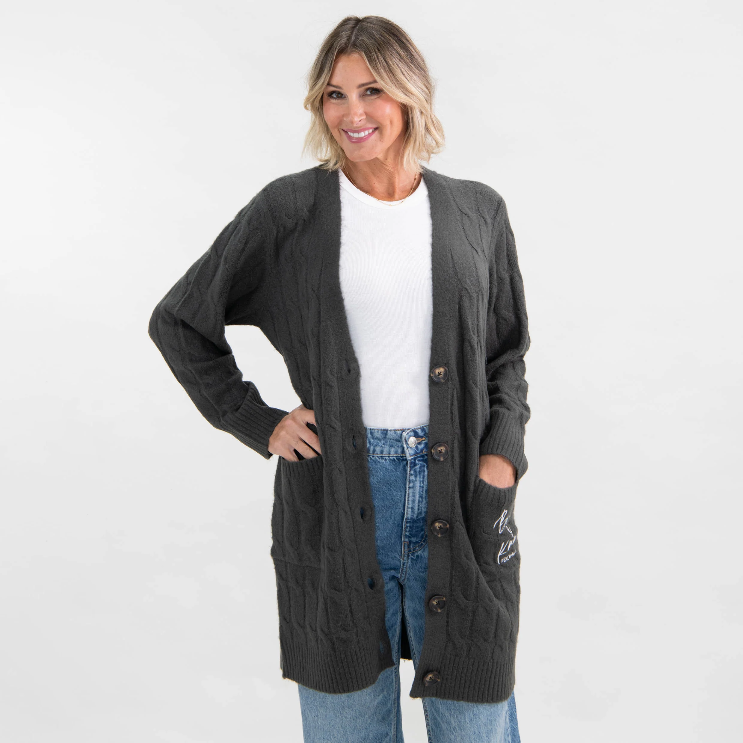 Be Still and Know Cable Knit Cardigan - Image 5