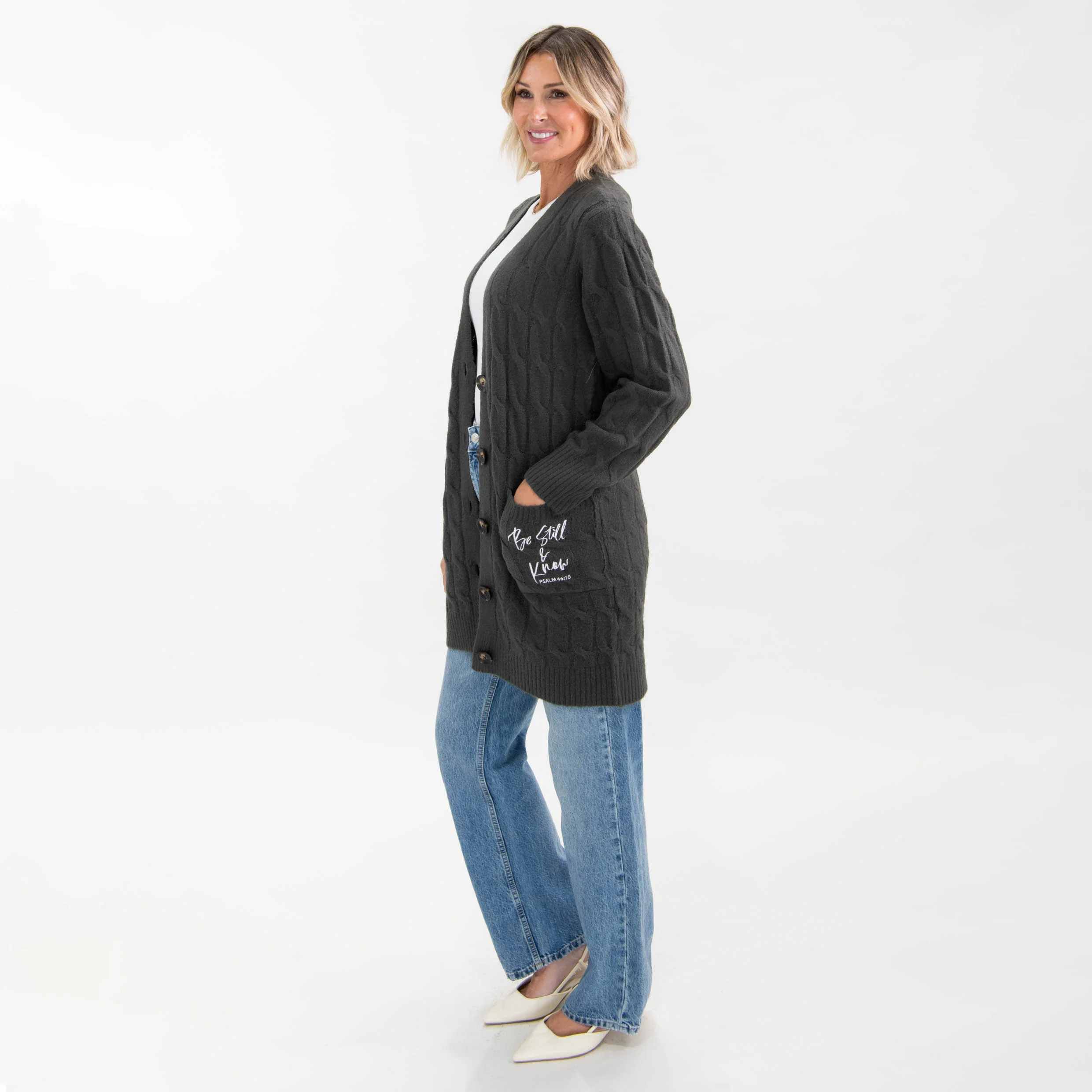 Be Still and Know Cable Knit Cardigan - Image 8