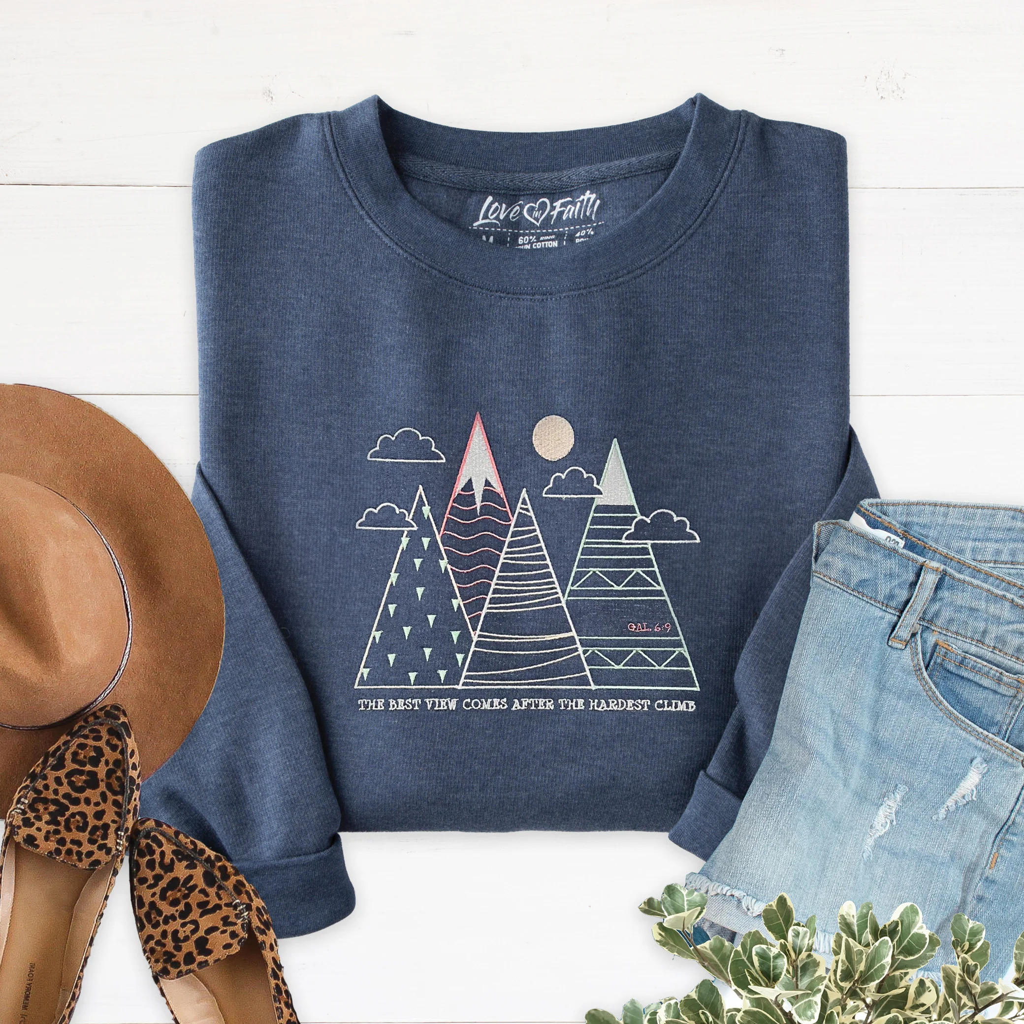 Best View Mountains Embroidered Crewneck Sweatshirt - Image 2