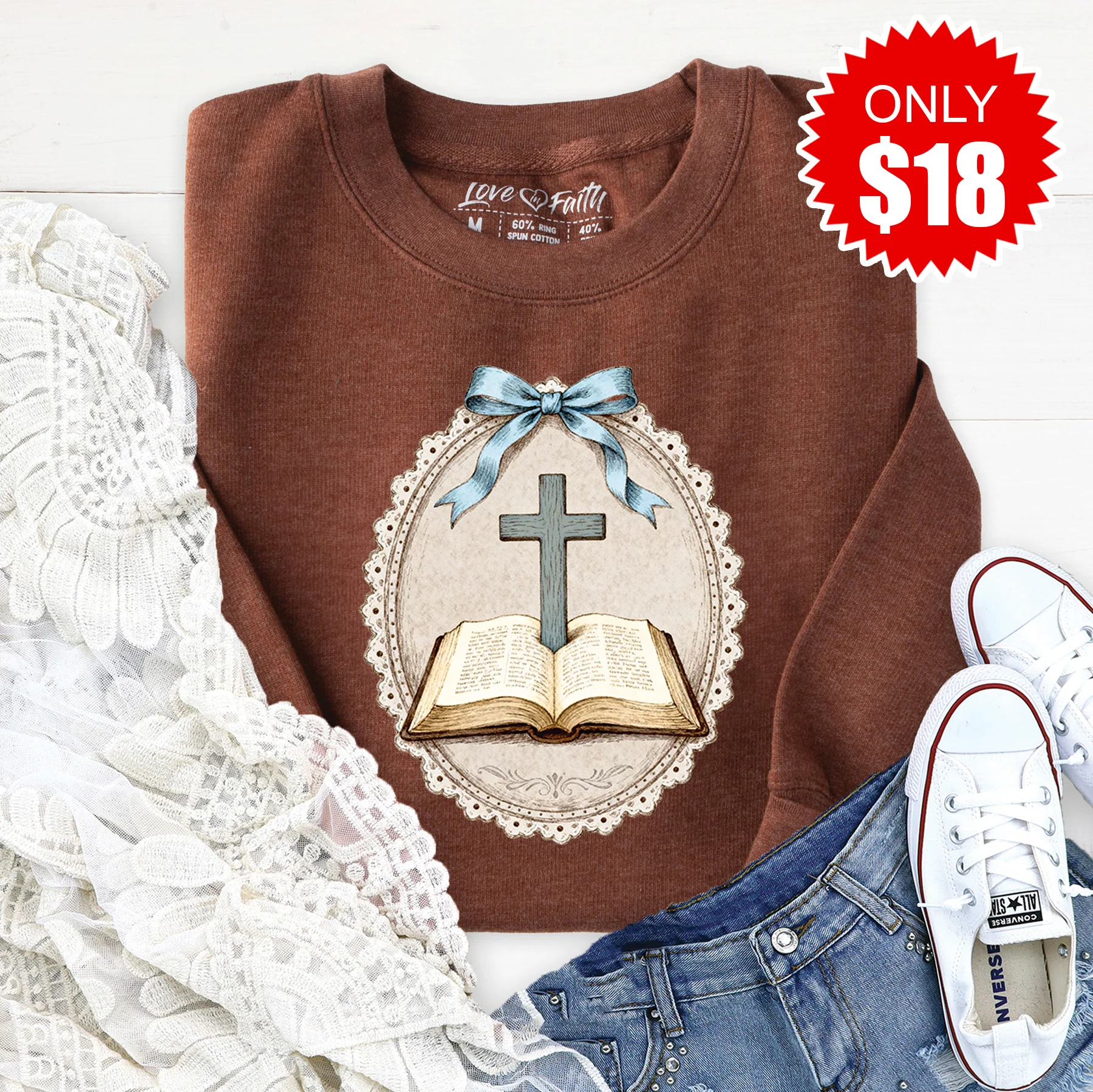 Bible Sweatshirt - Heather Brown - 18