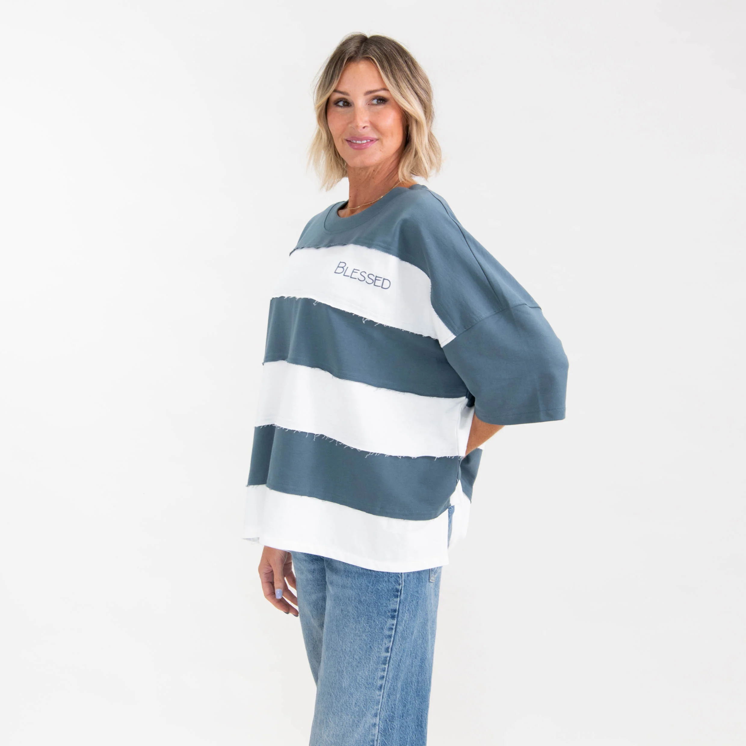 Blessed Oversized Stripe Tee - Image 4