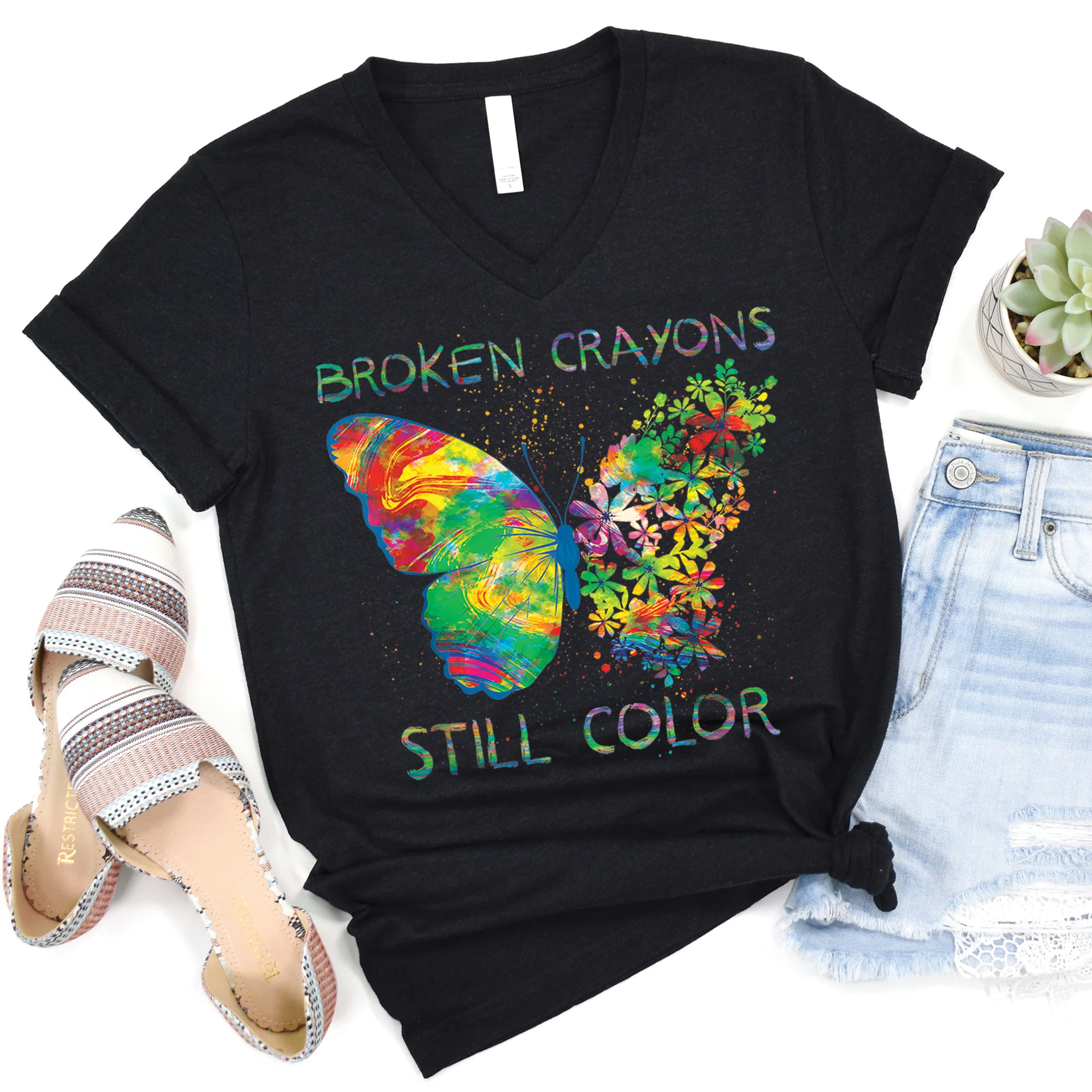 Broken Crayons V-Neck