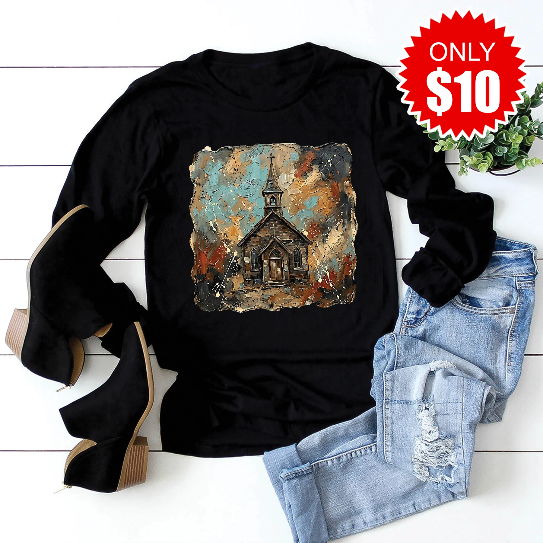 Church Long Sleeve - Black - 10