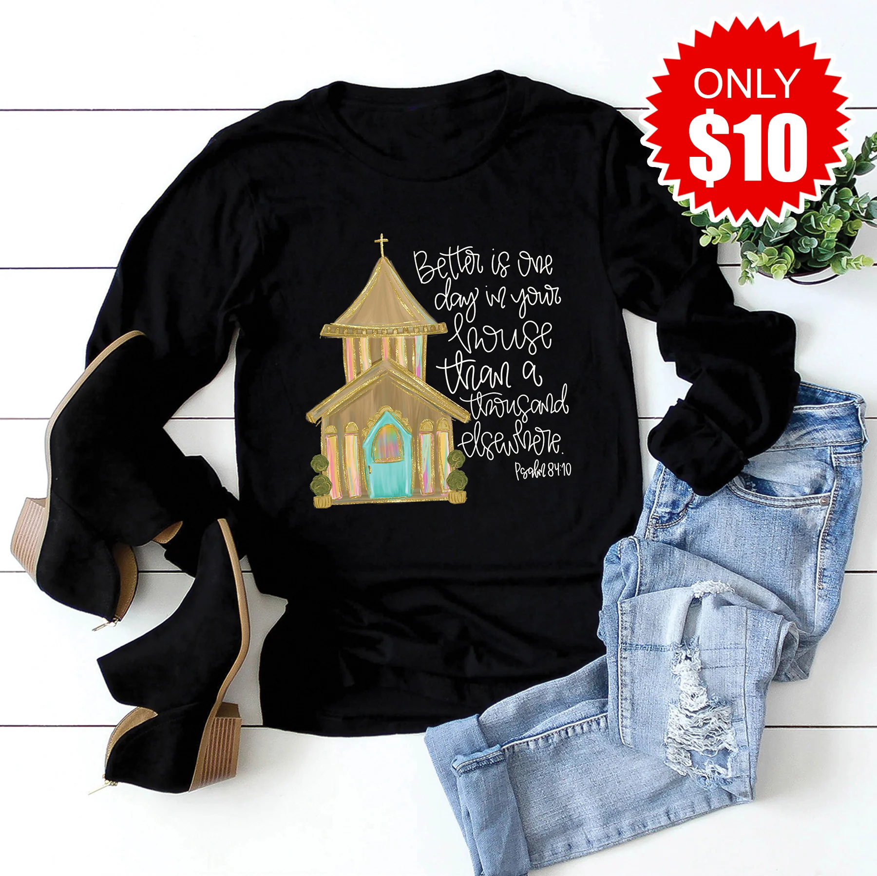 Church Long Sleeve - Black - 10