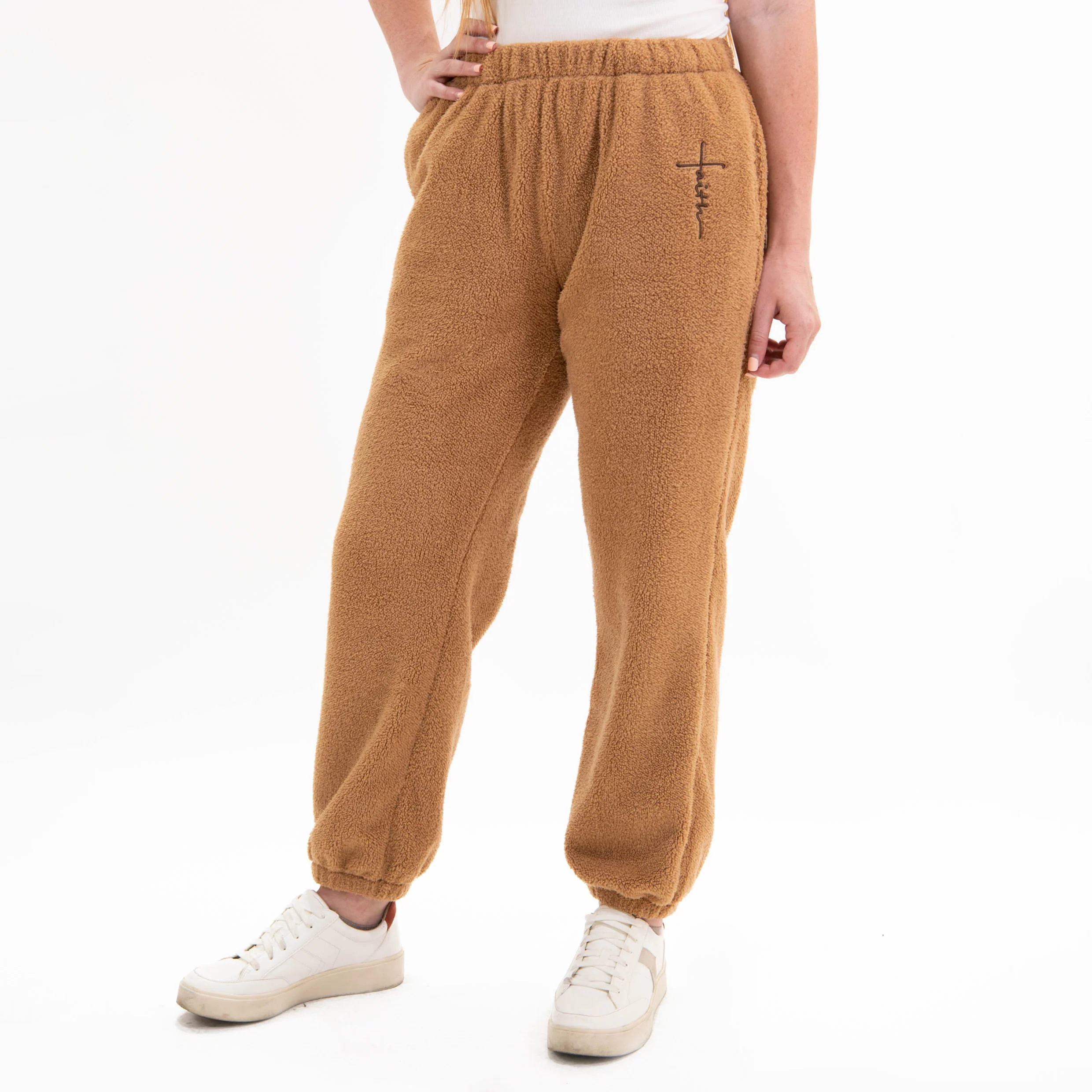Cider Brown Faith Cross Cozy Sherpa Fleece Half Zip Pullover & Sweatpants Bundle - Image 4