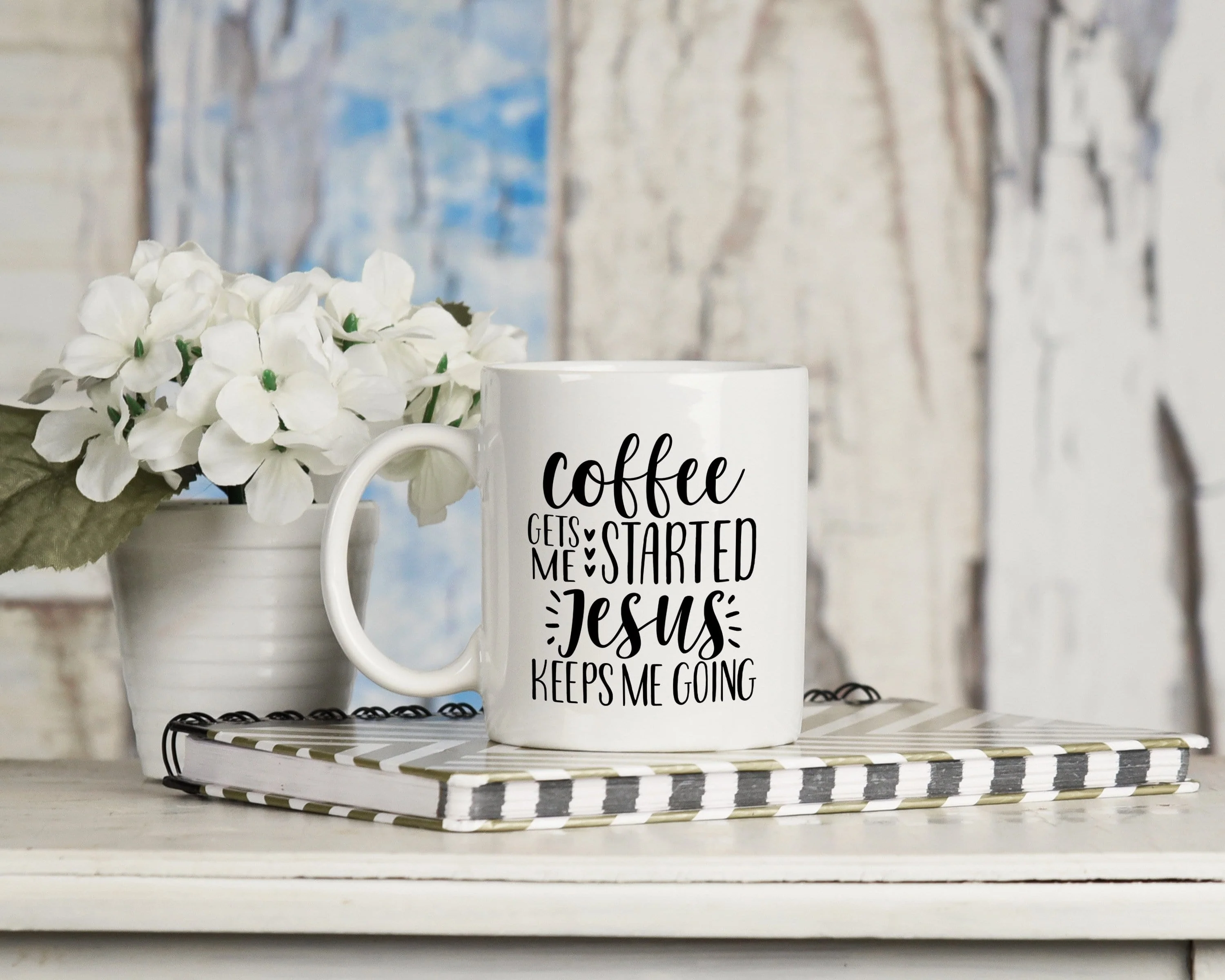 Coffee Gets Me Started Jesus Keeps Me Going Mug 11oz