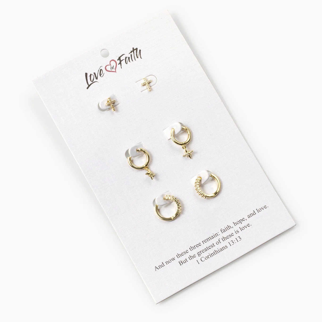 Cross Gold Plated Brass Earring Set - Image 4
