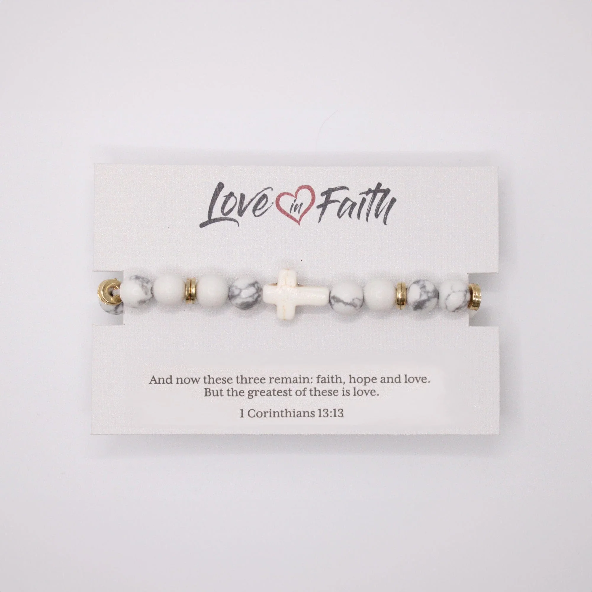 Cross Stone Bracelet - Marbled White - Image 3