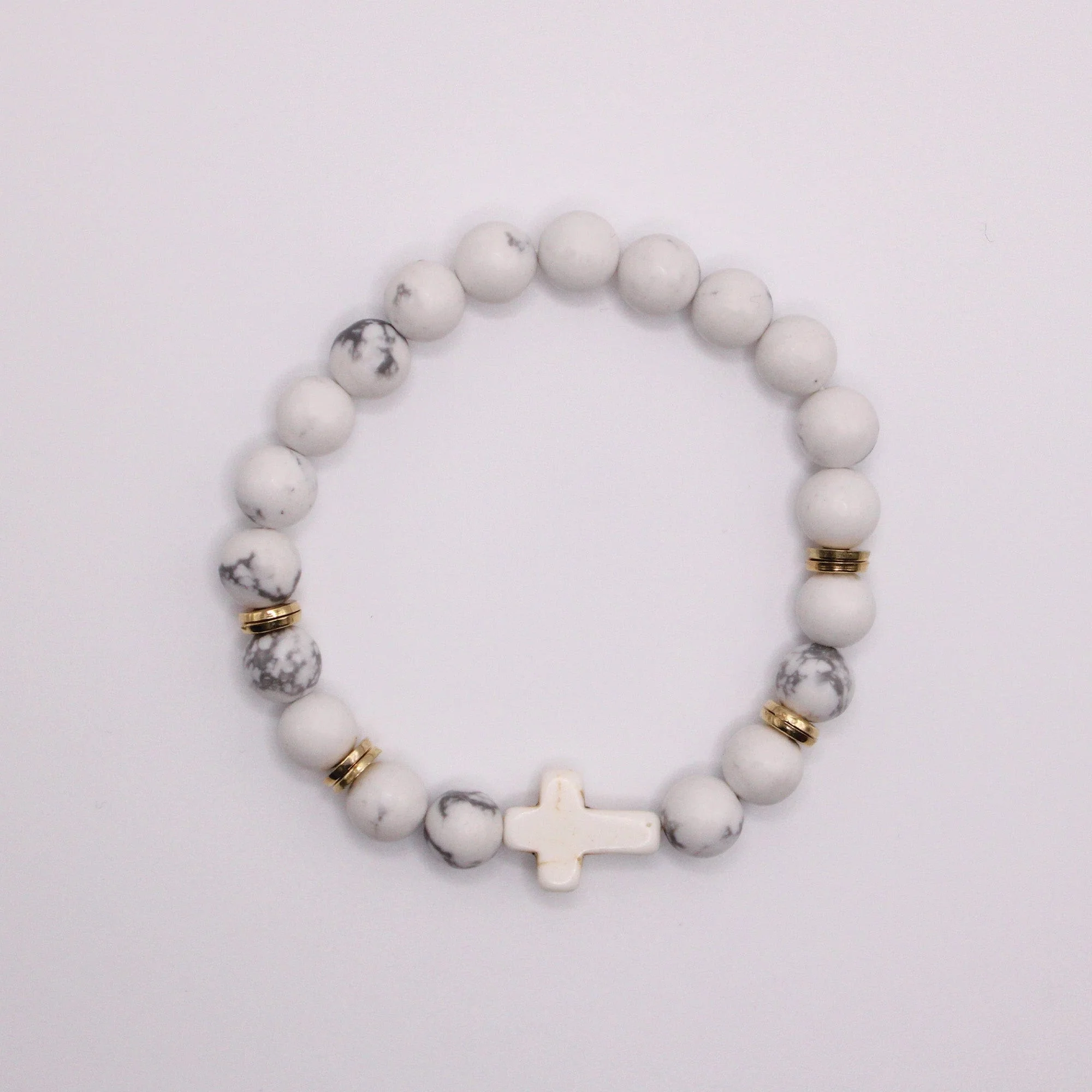 Cross Stone Bracelet - Marbled White - Image 4