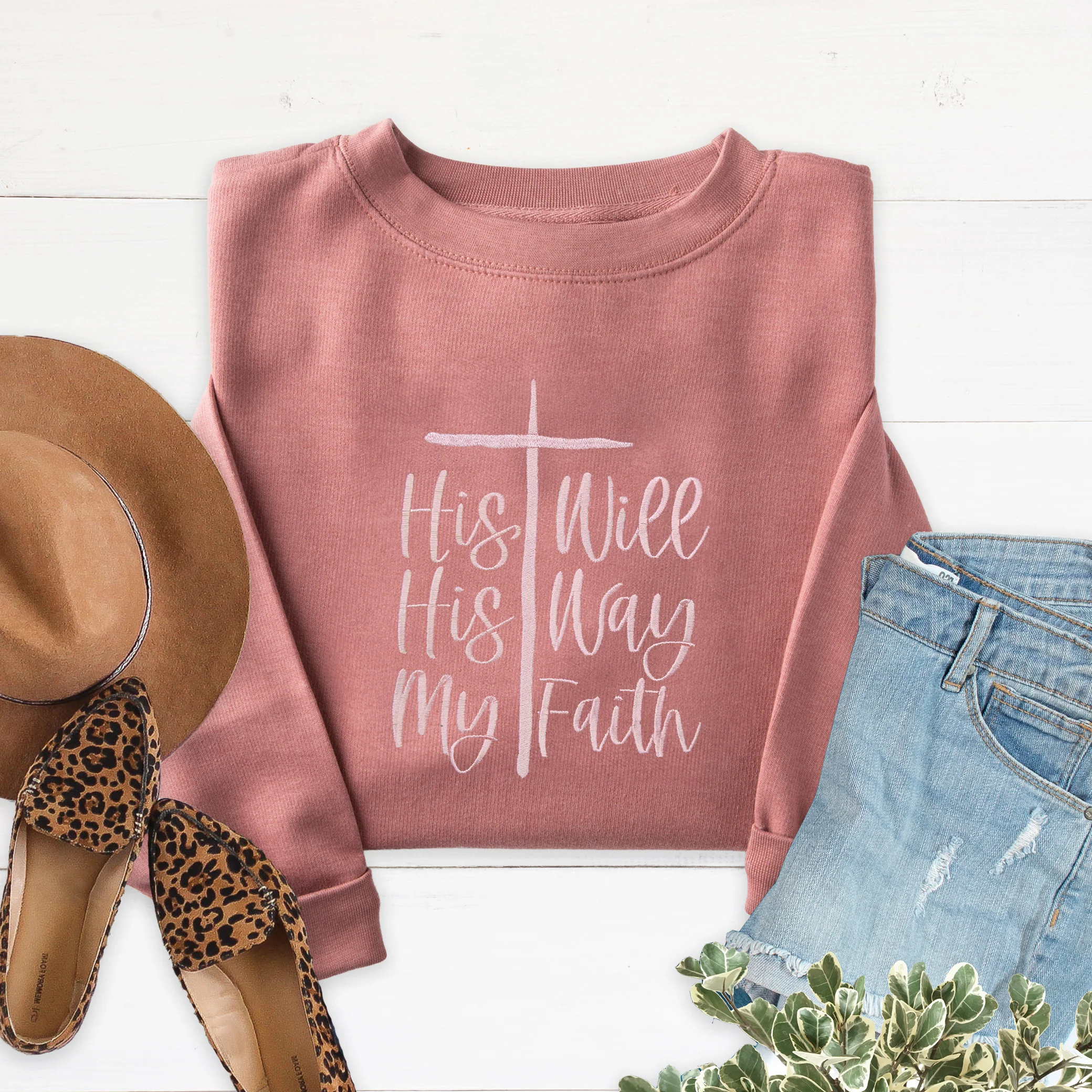 Embroidered His Way My Faith Sweatshirt - Image 2