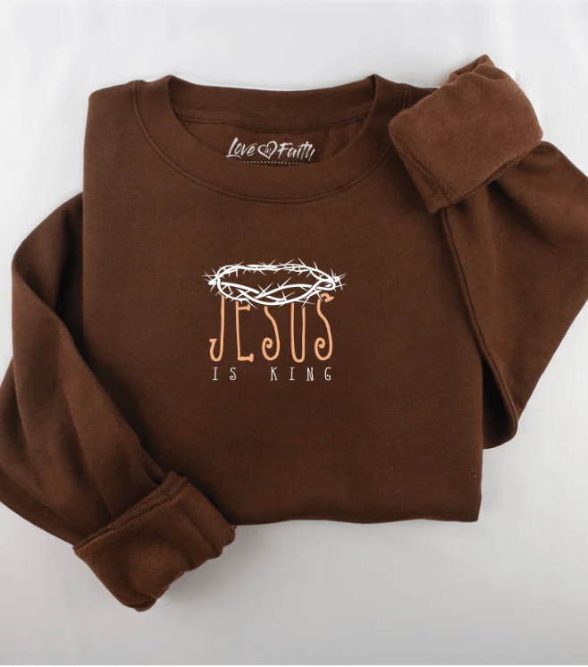Embroidered Jesus is King Sweatshirt - Image 2