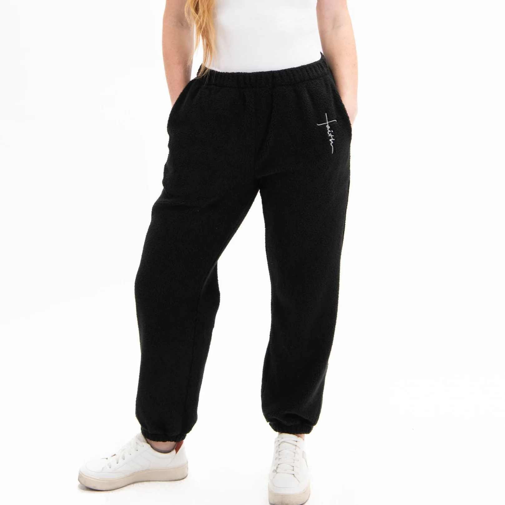 Faith Cross Cozy Sherpa Fleece Sweatpants - Image 6