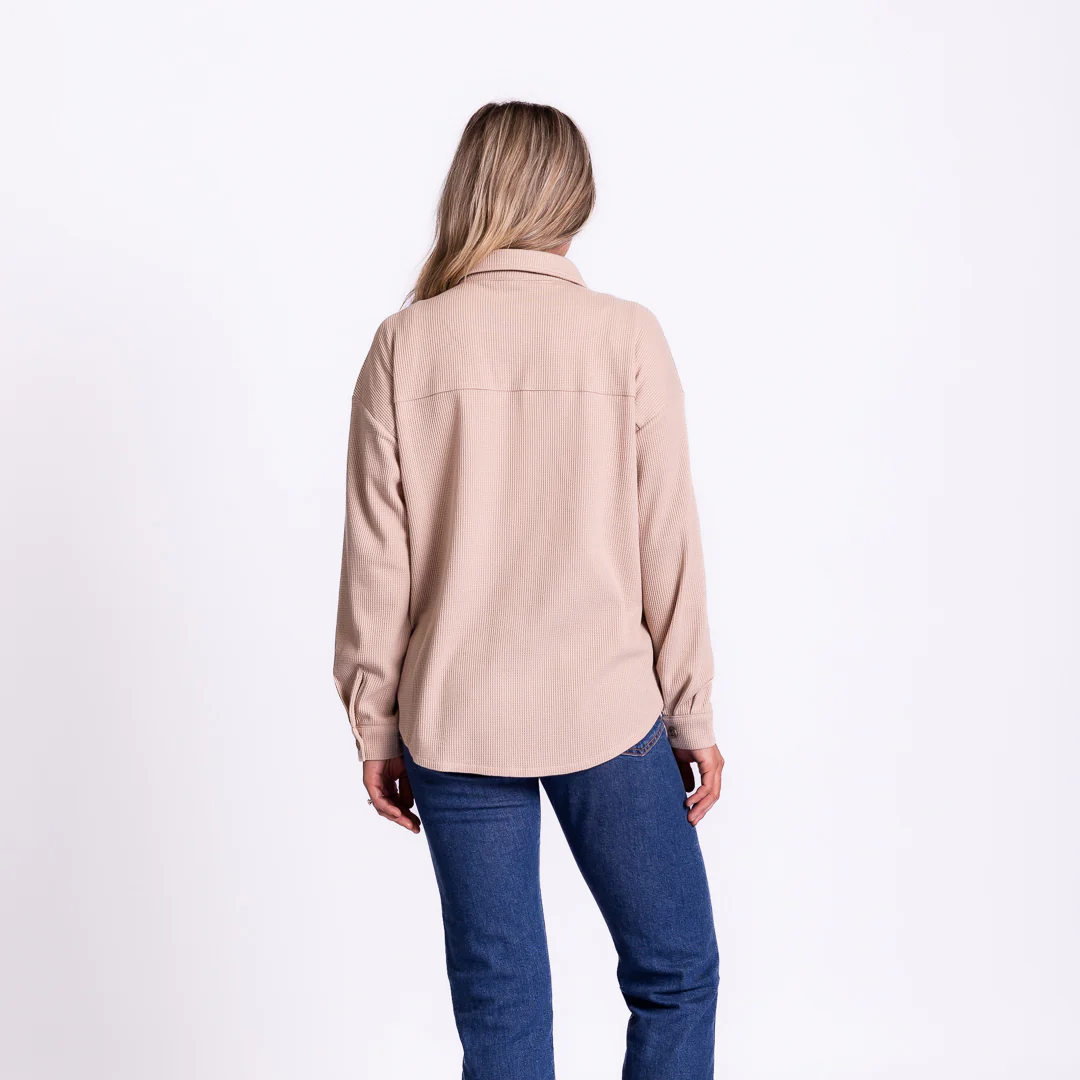 Floral Cross Waffle Knit Shacket - Image 3