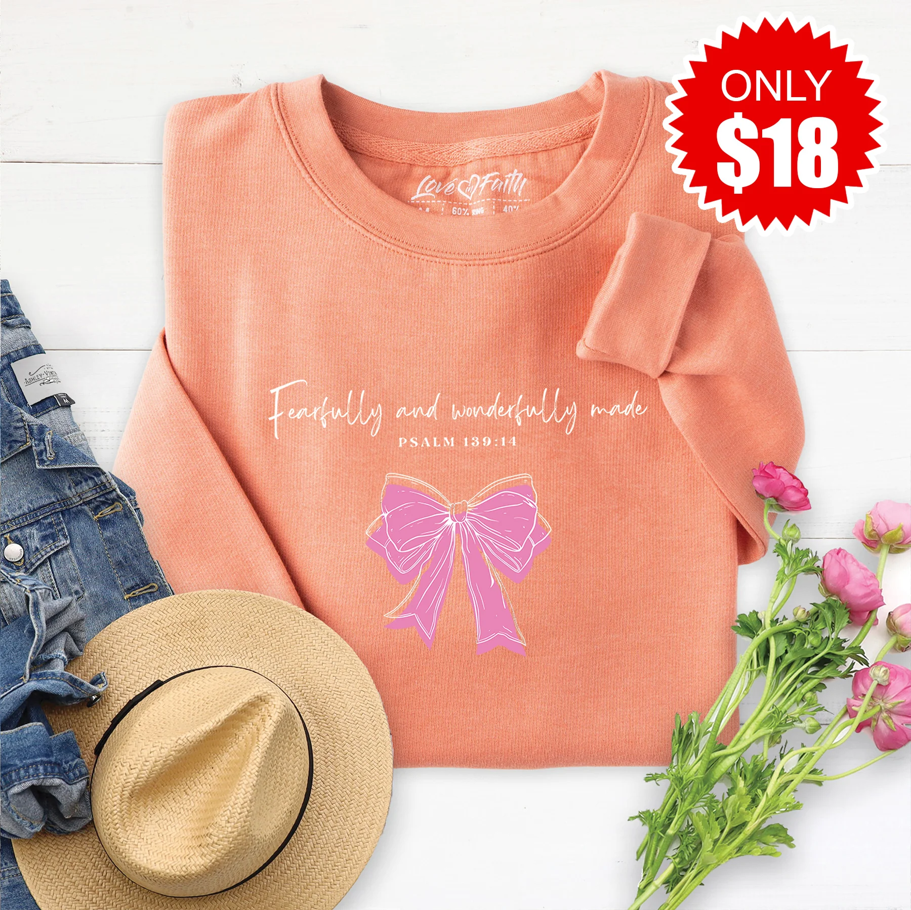 Fearfully and Wonderfully Made Sweatshirt - Heather Terracotta - 18