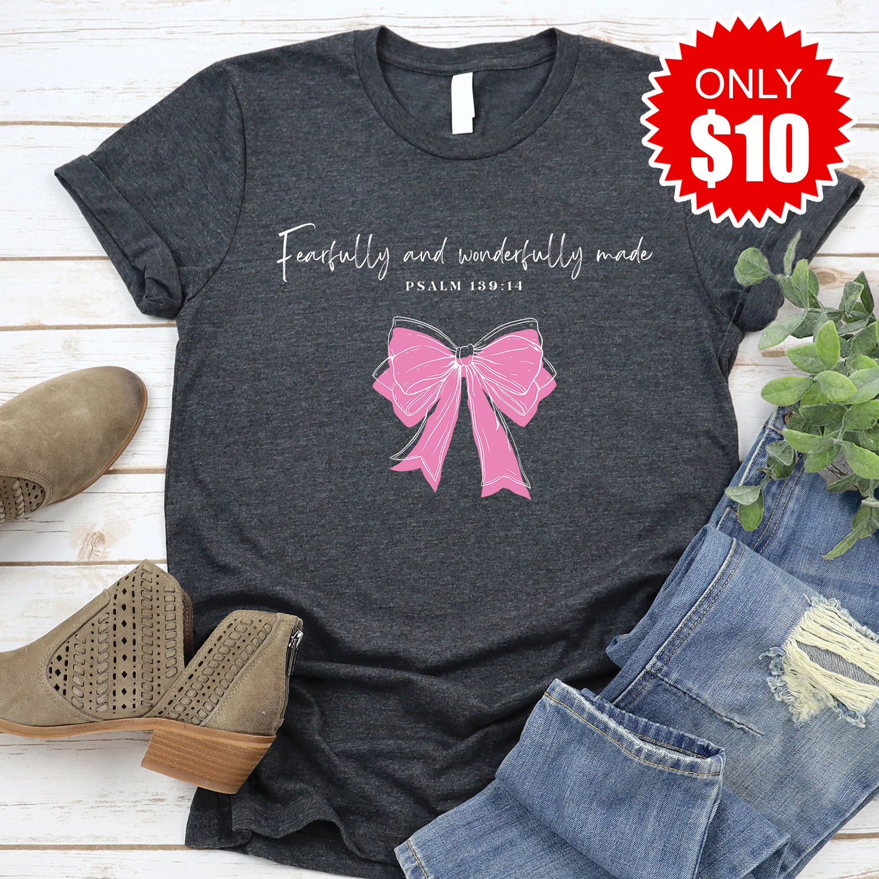Fearfully and Wonderfully Made Tee - Heather Charcoal - 10