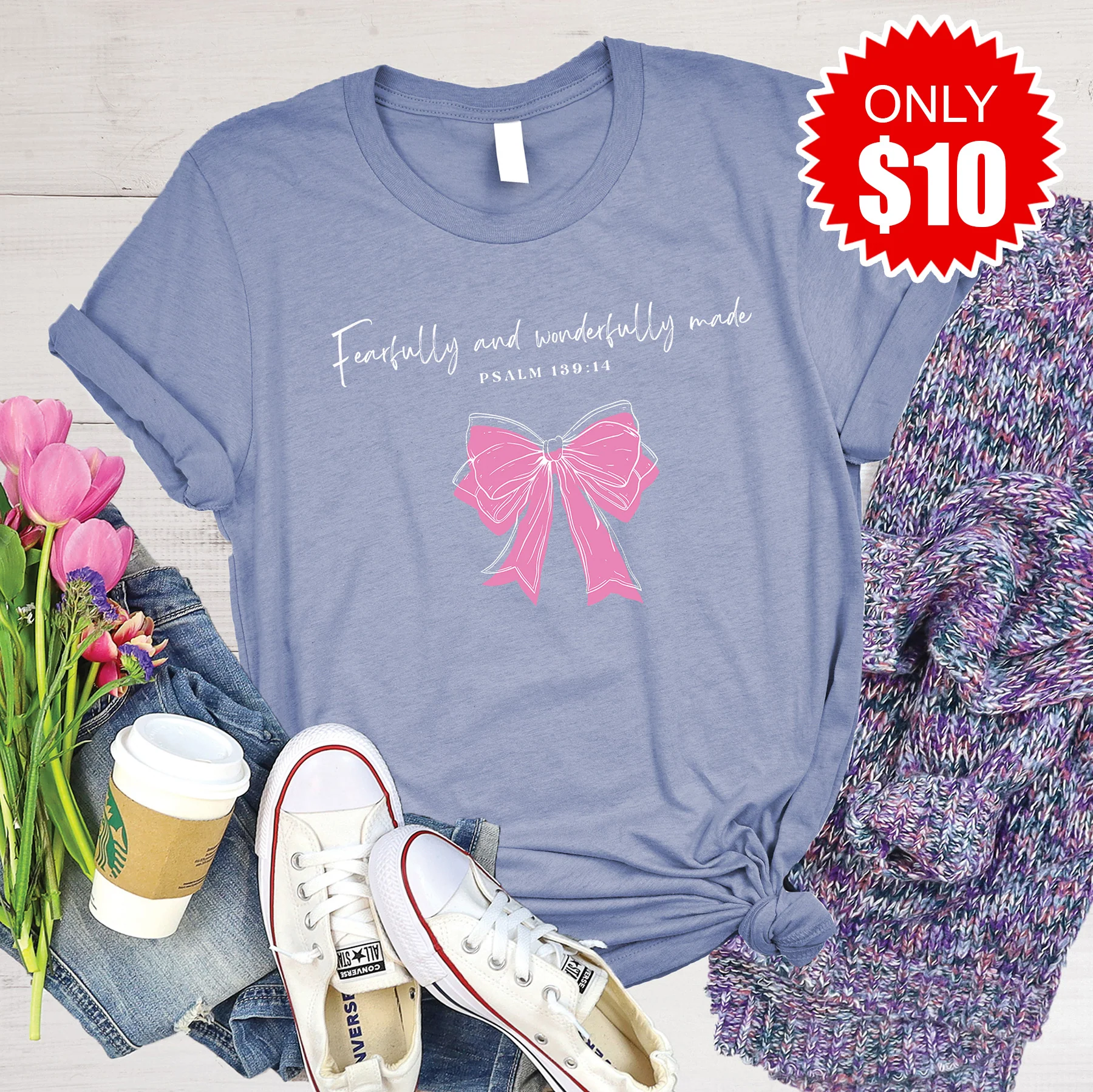 Fearfully and Wonderfully Made Tee - Heather Lavender Blue - 10