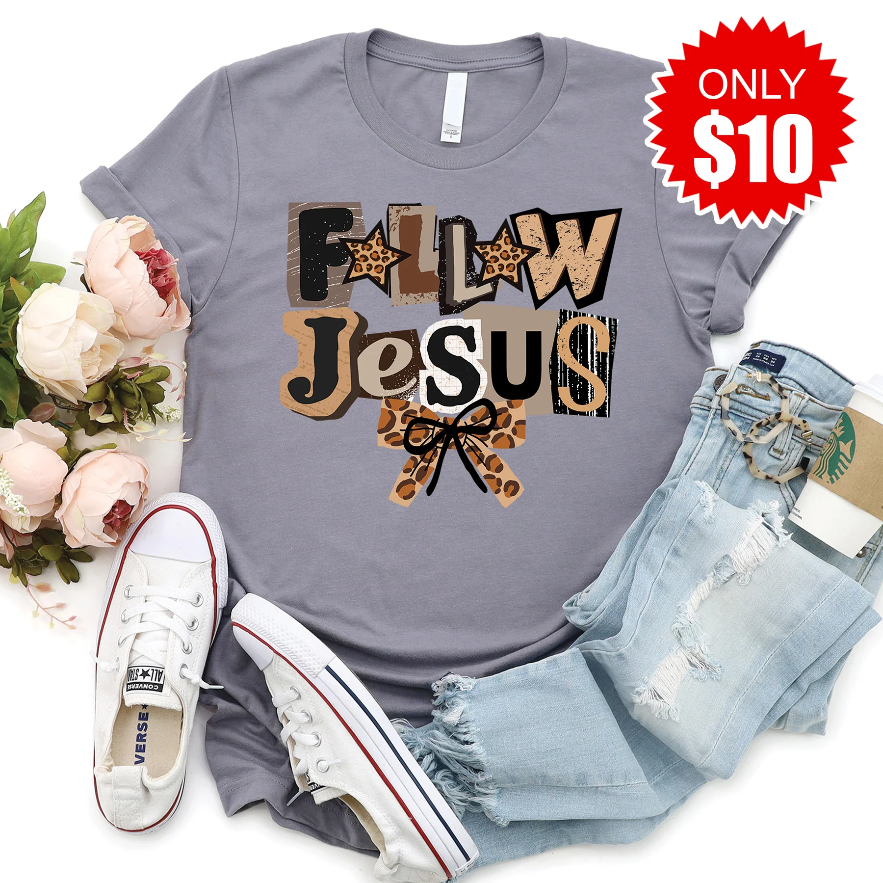 Follow Jesus Tee - Heather Storm - 10