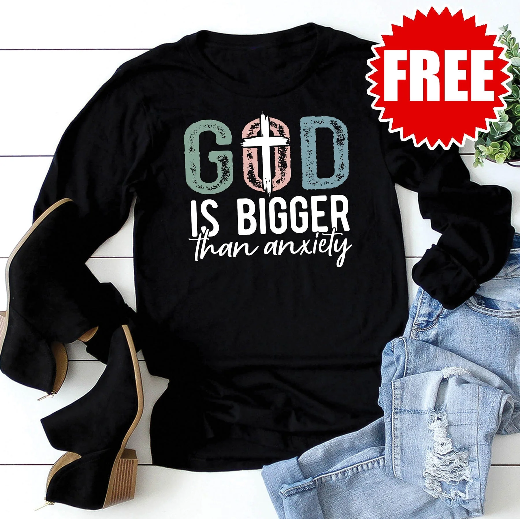 God is Bigger Than Anxiety Long Sleeve - 0