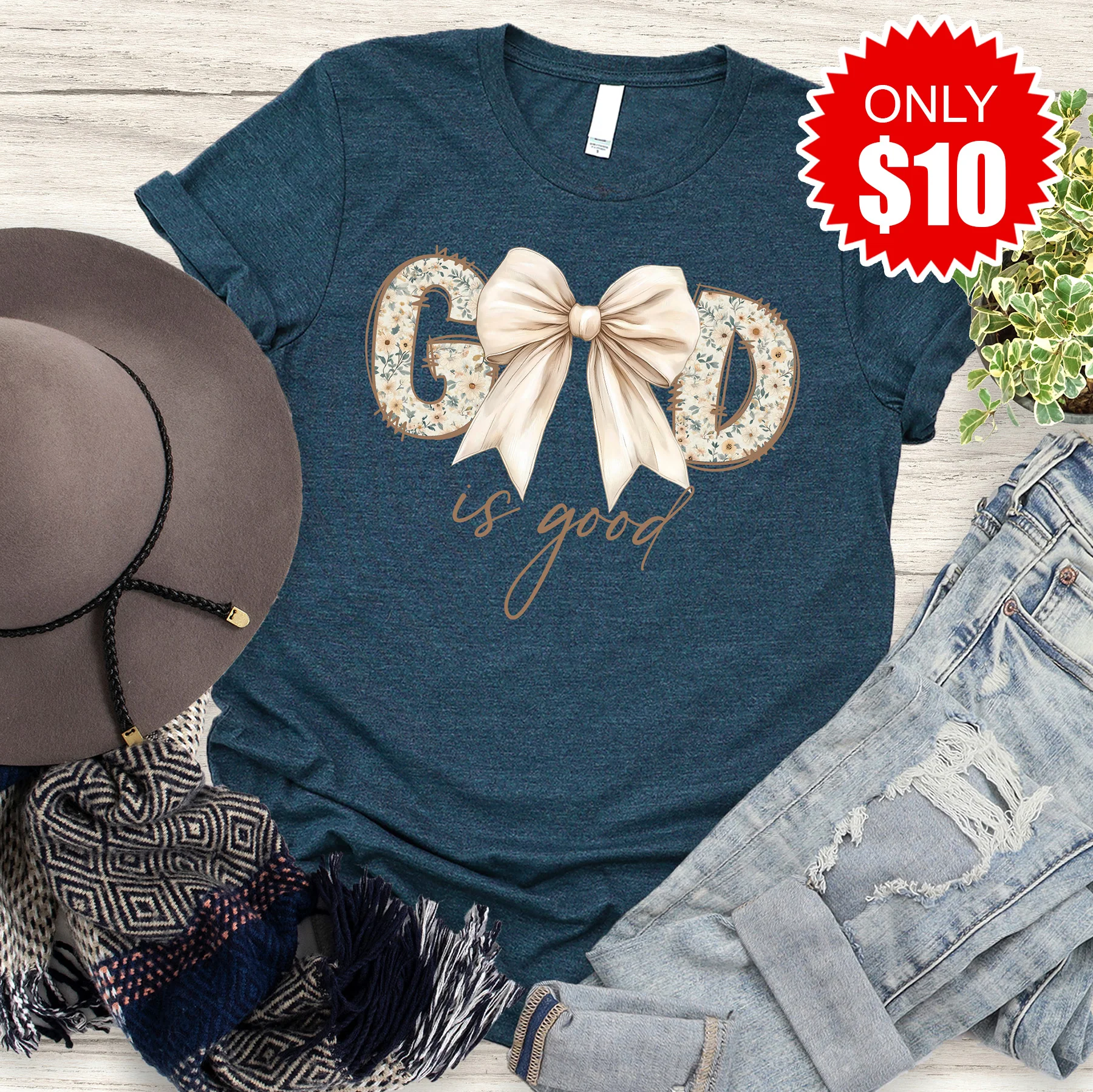 God Is Good Tee - Heather Atlantic - 10