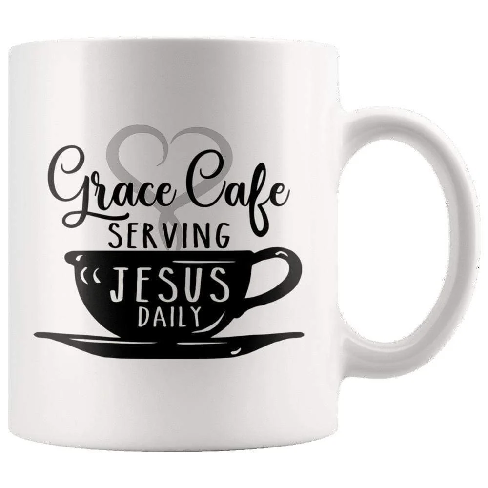 Grace Cafe Serving Jesus Daily Mug 11oz - Image 2