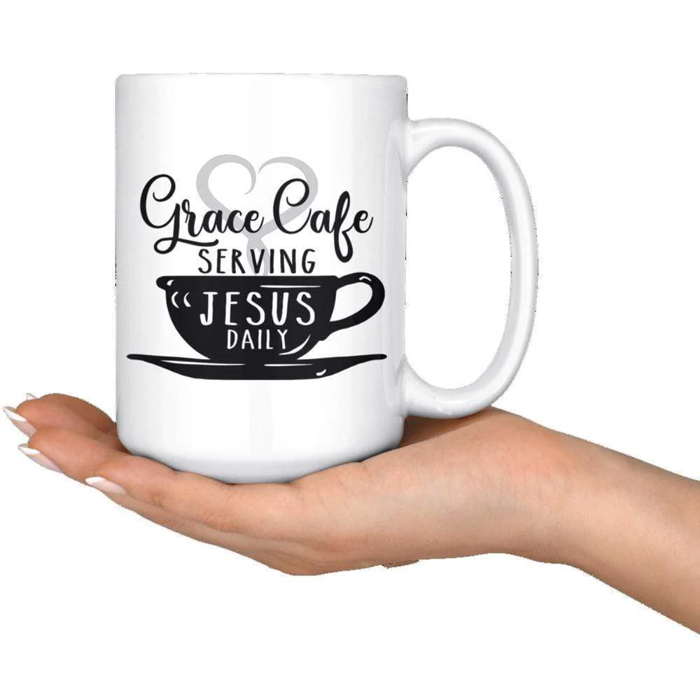Grace Cafe Serving Jesus Daily Mug 15oz - Image 3