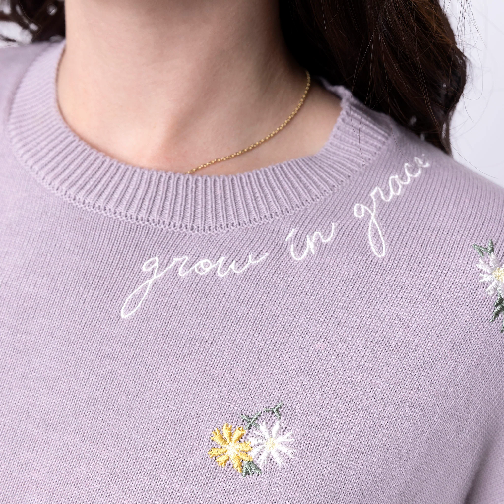 Grow in Grace Floral Embroidered Crewneck Sweater - Image 4