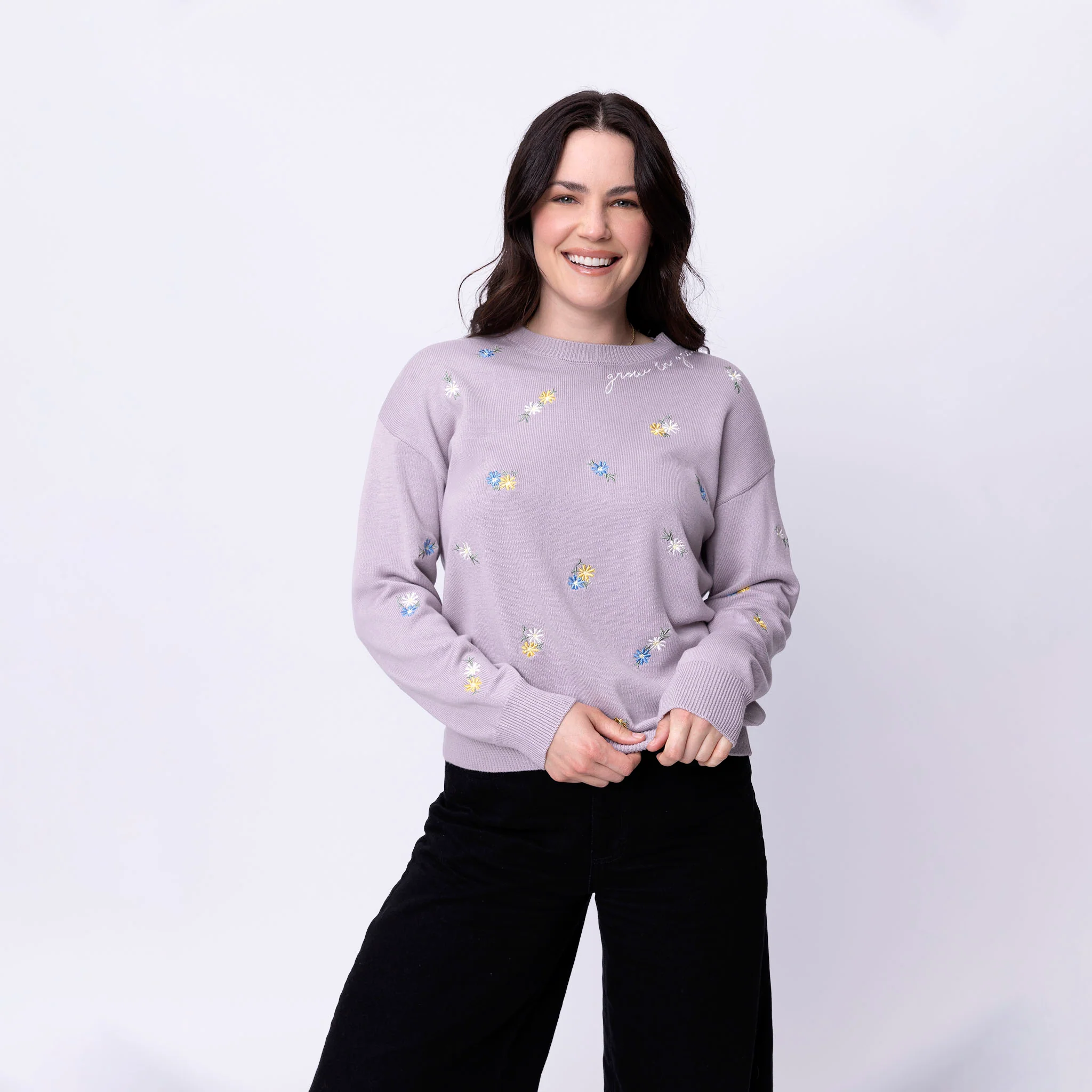 Grow in Grace Floral Embroidered Crewneck Sweater - Image 5