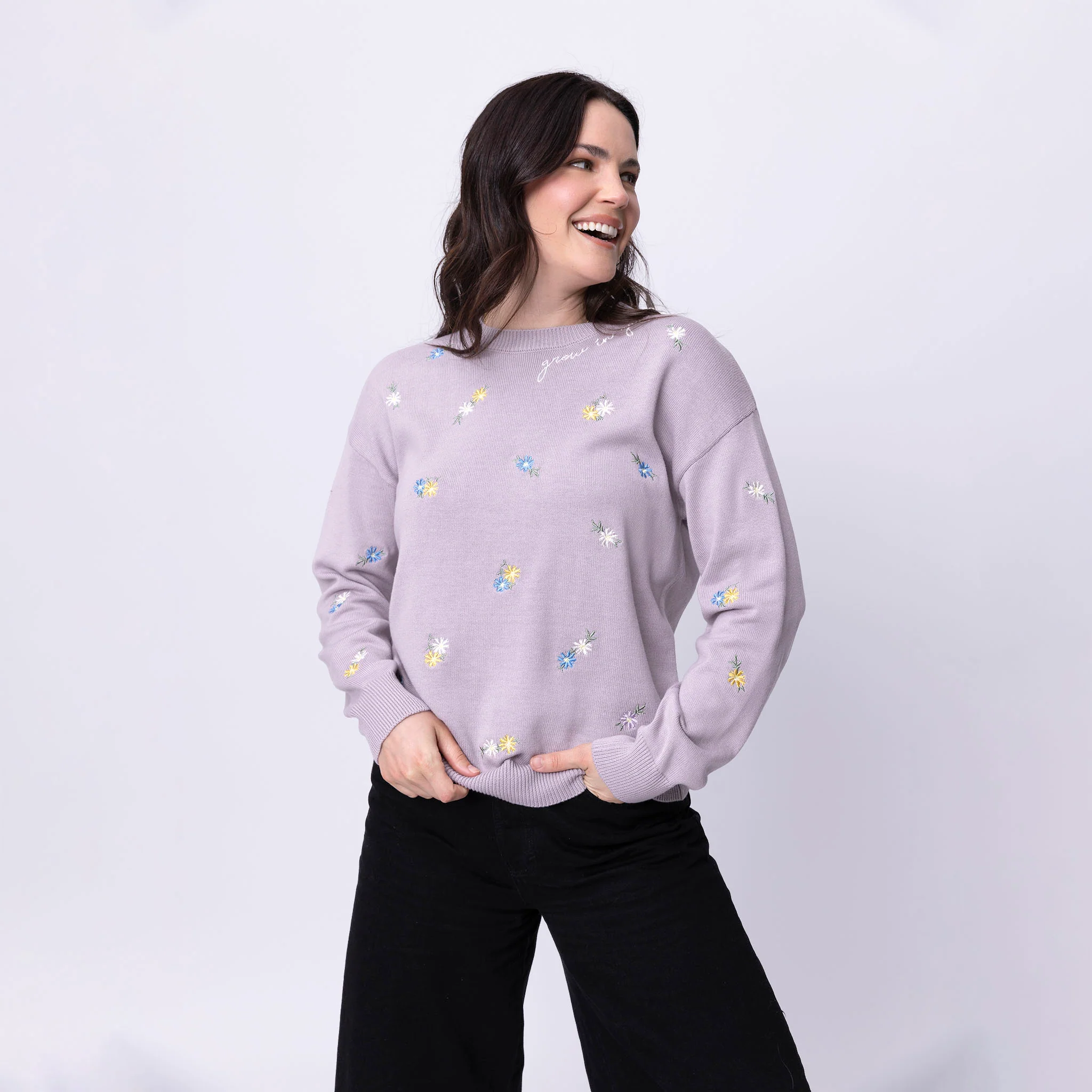 Grow in Grace Floral Embroidered Crewneck Sweater - Image 6