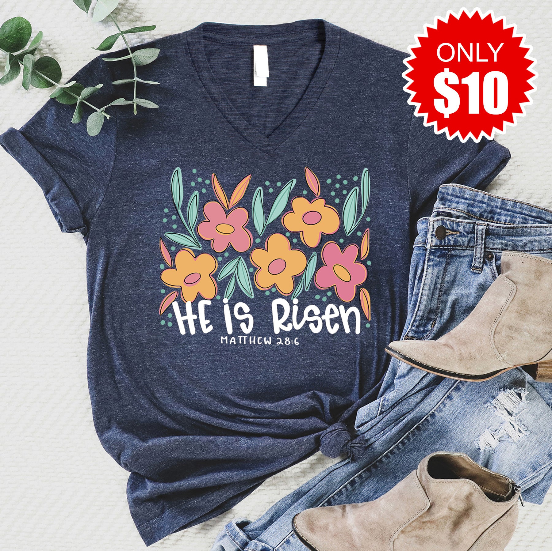 He is Risen V-Neck - 10