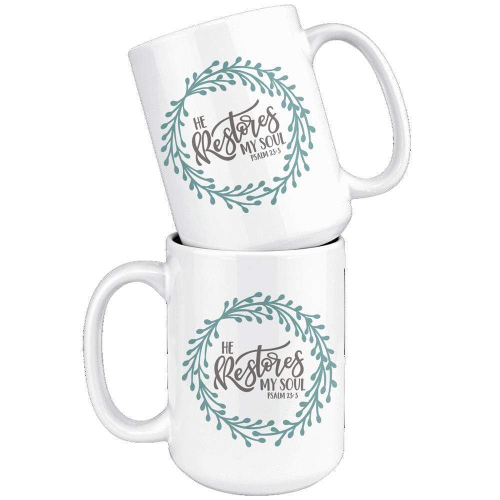 He Restores My Soul Psalm 23:3 Mug 15oz - Image 4