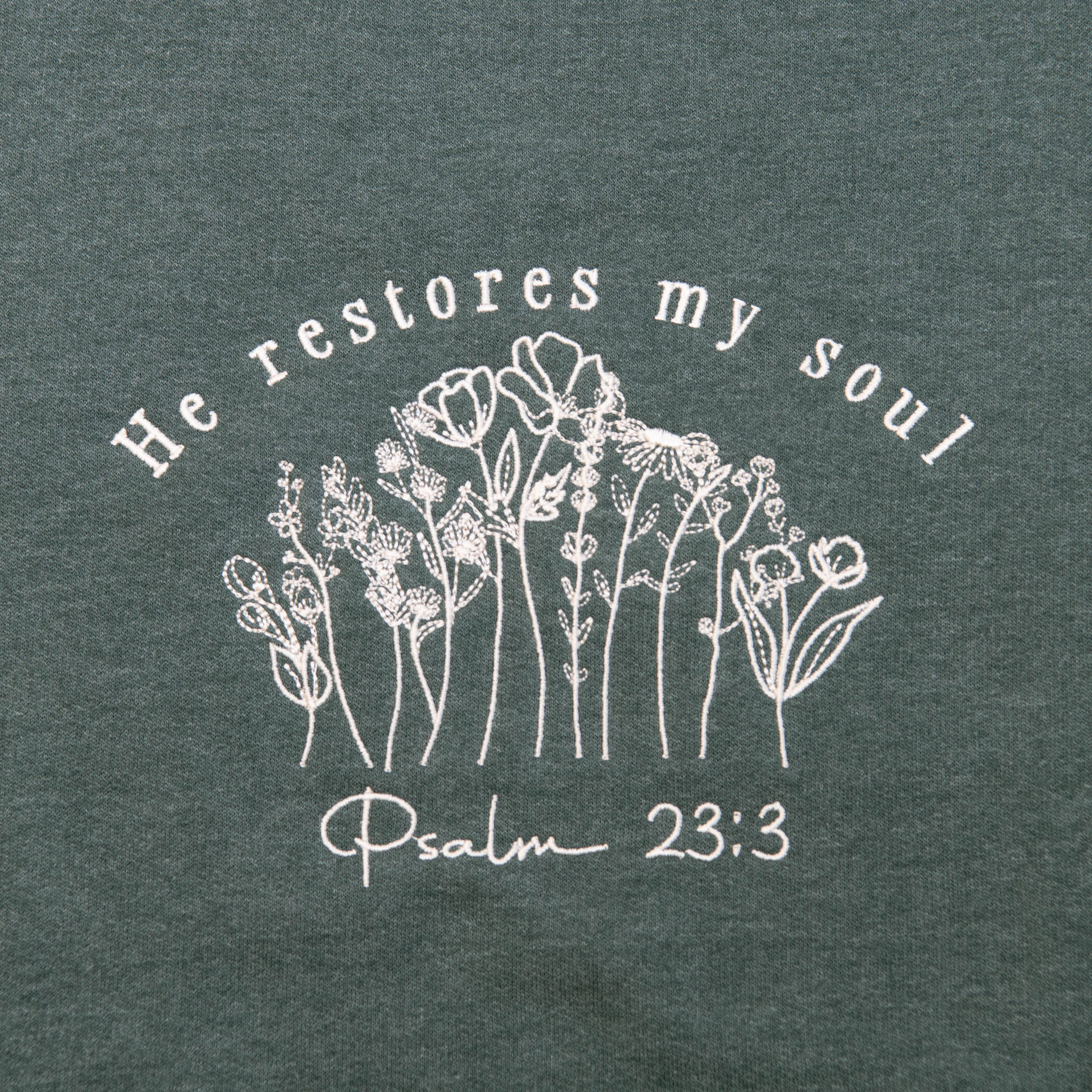 He Restores My Soul Embroidered Crewneck Sweatshirt - Image 3