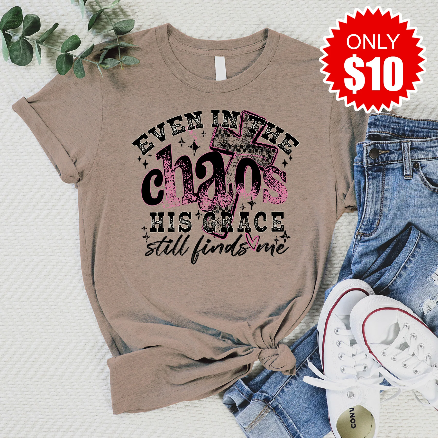 His Grace Still Finds Me Tee - Heather Atmosphere - 10