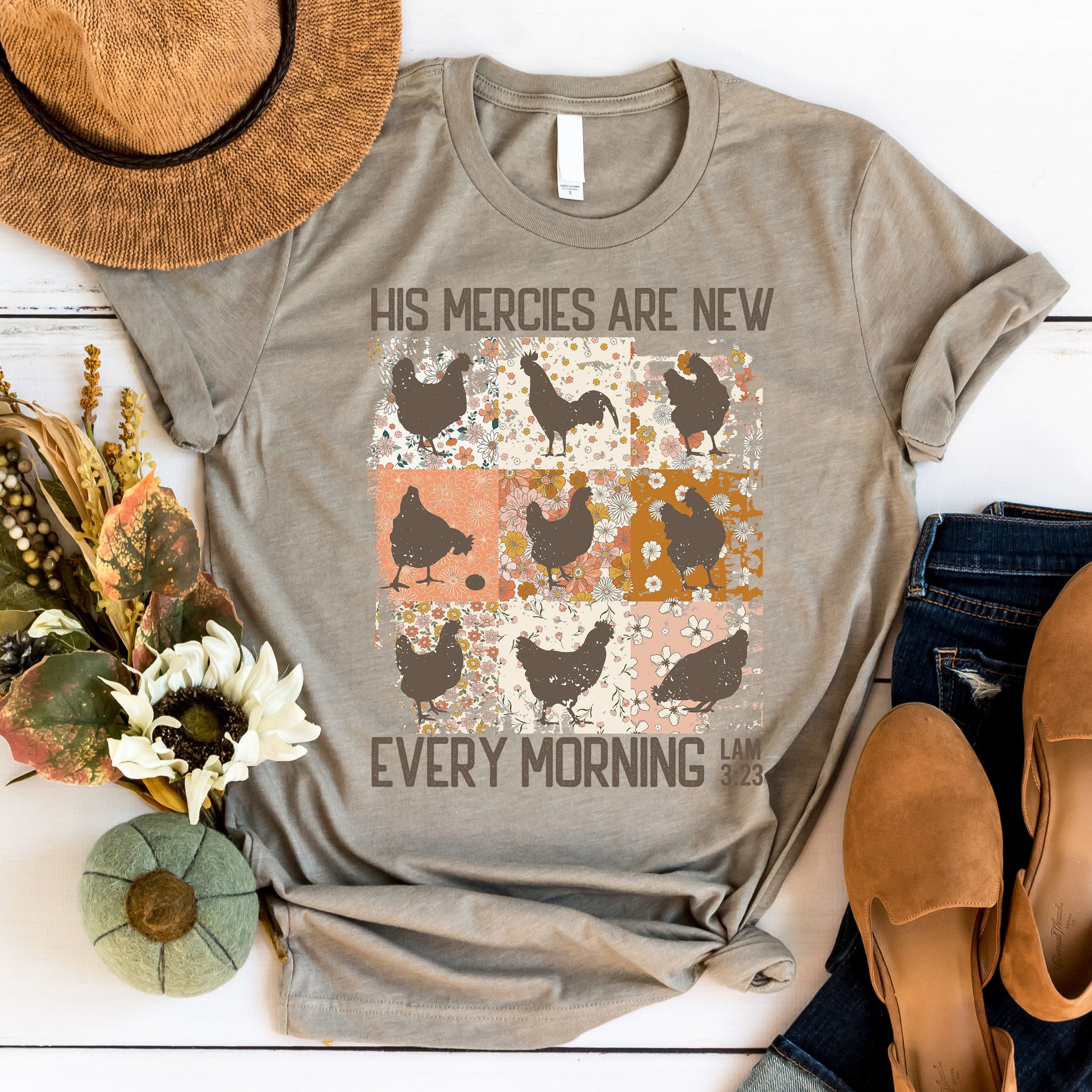 His Mercies Are New Rooster Tee - Image 2