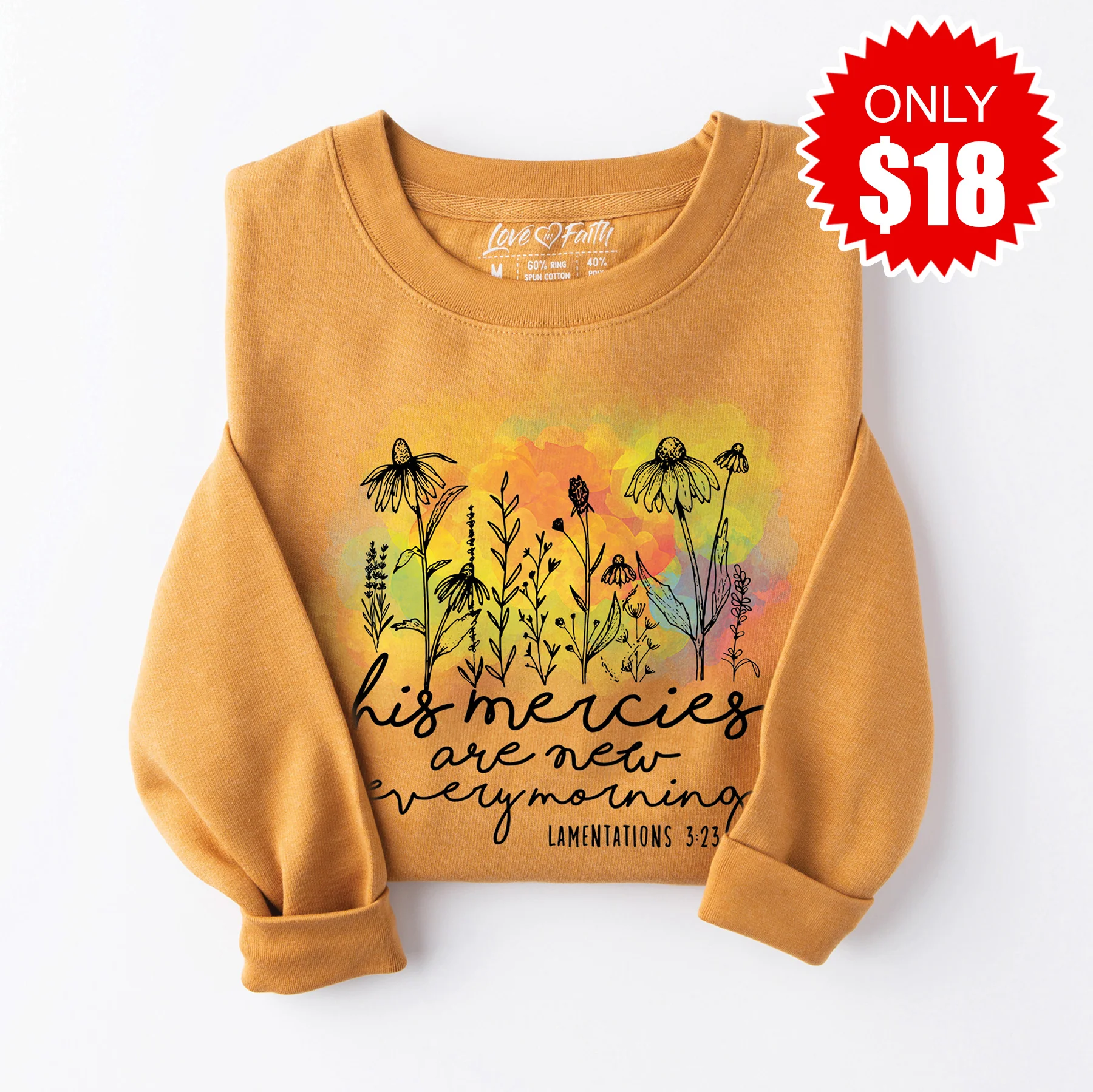 His Mercies Are New Sweatshirt - Heather Toast - 18