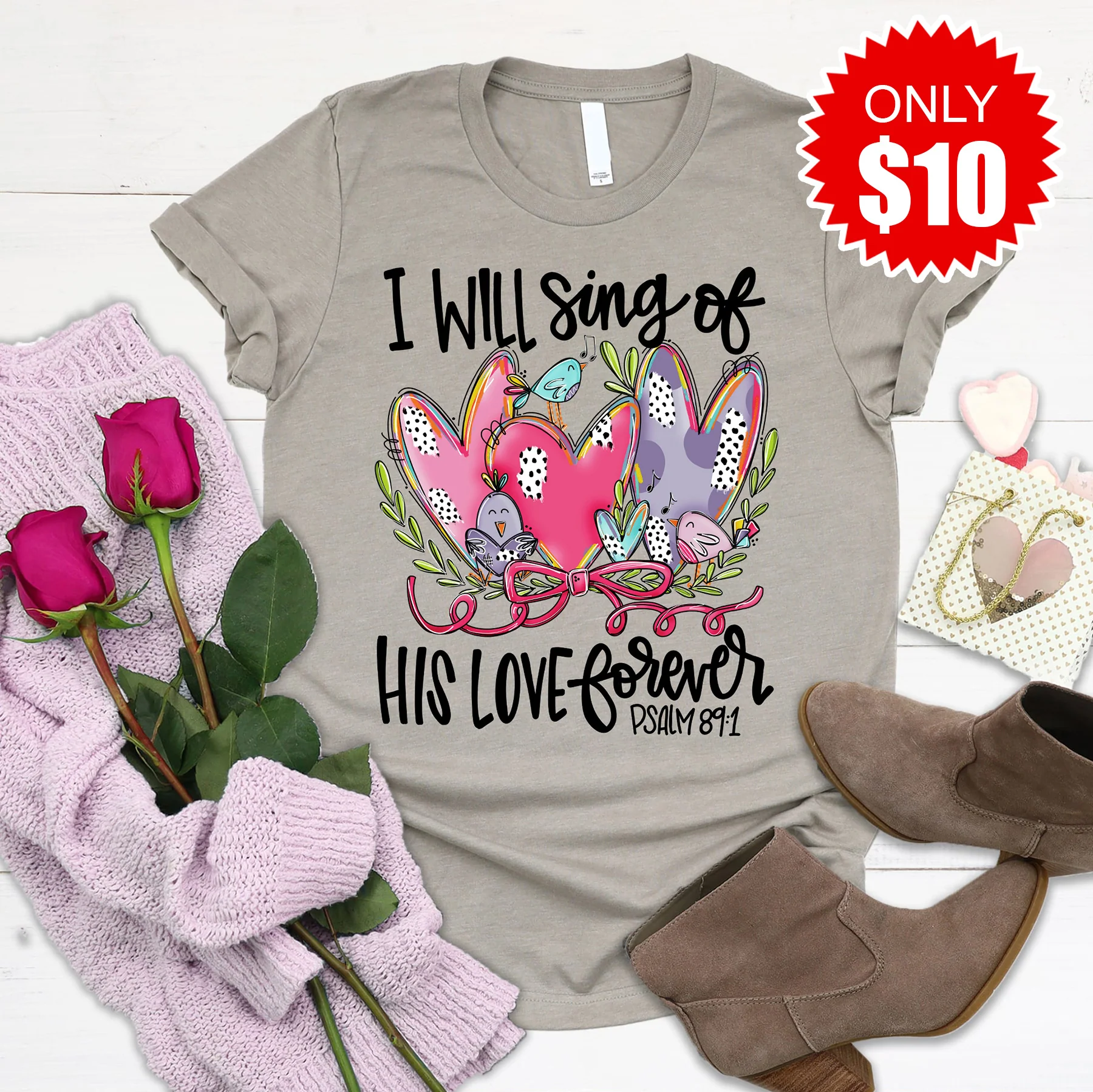 I Will Sing Of His Love Tee - Heather Stone - 10