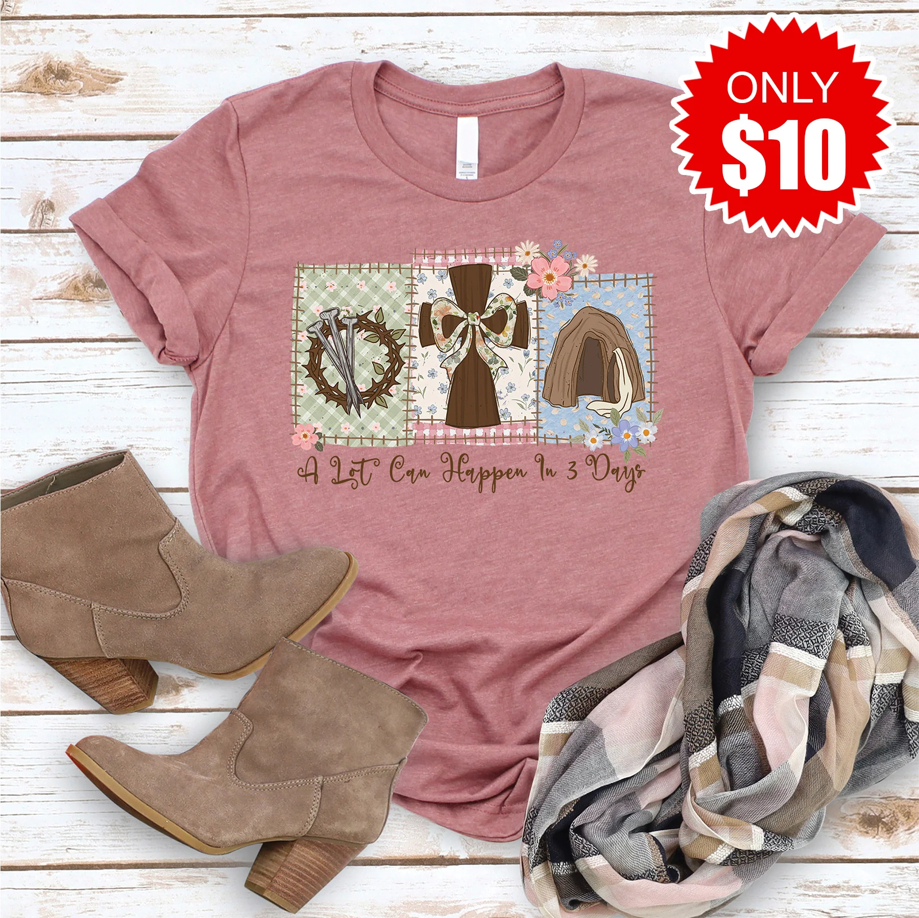 In 3 Days Tee - Heather Mauve - 10