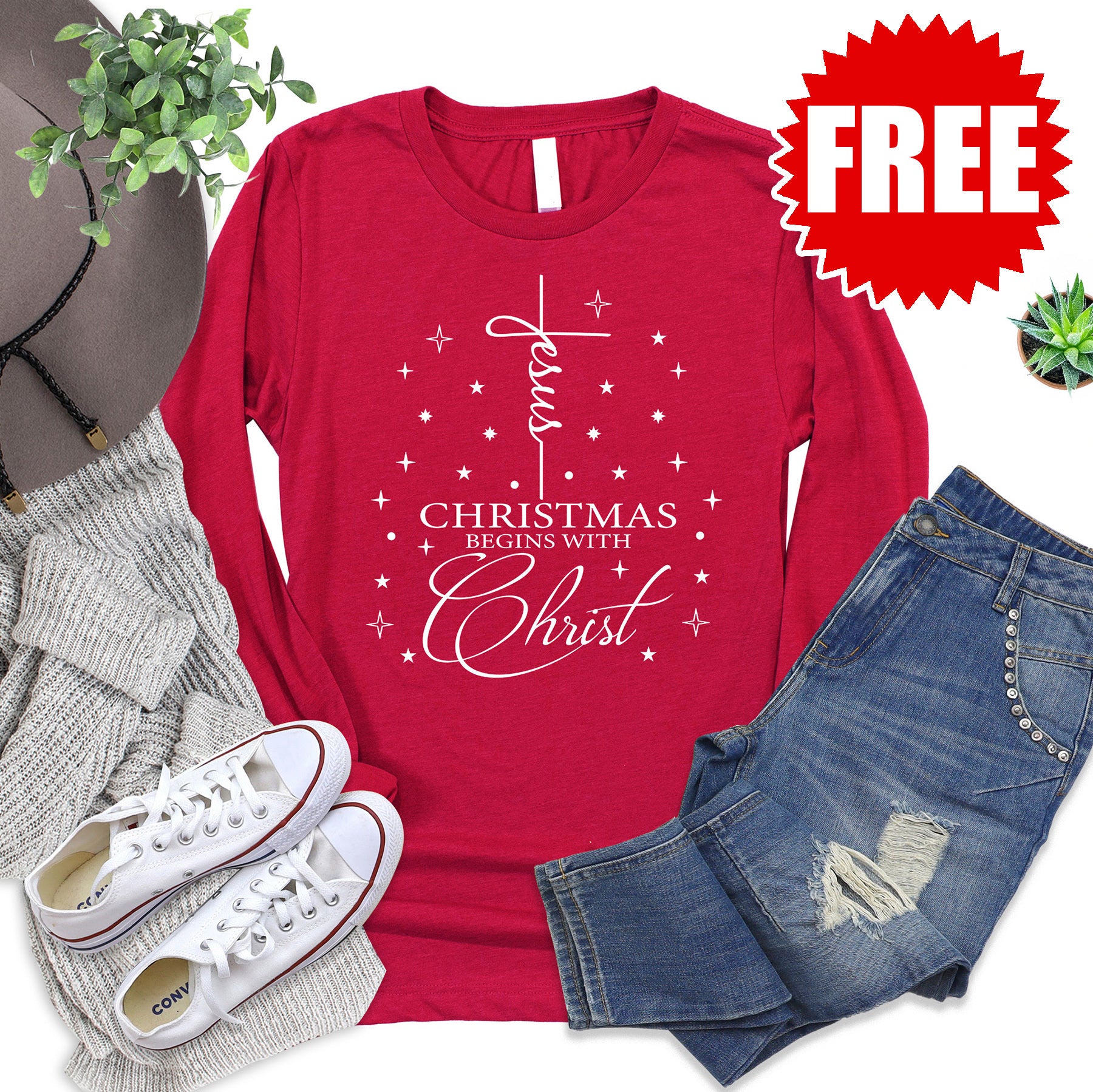 Jesus Christmas Begins Long Sleeve - 0