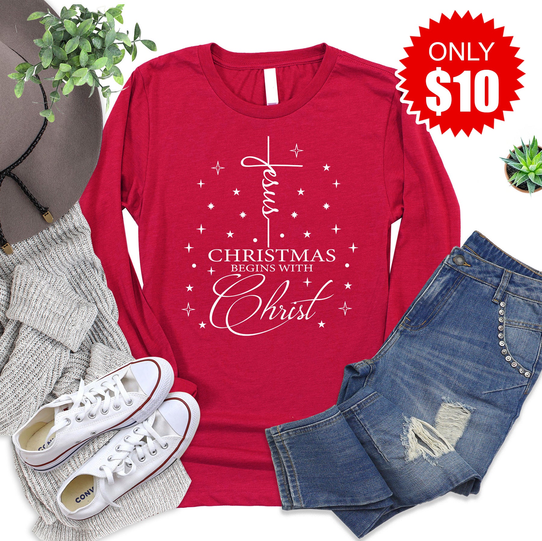 Jesus Christmas Begins Long Sleeve - 10