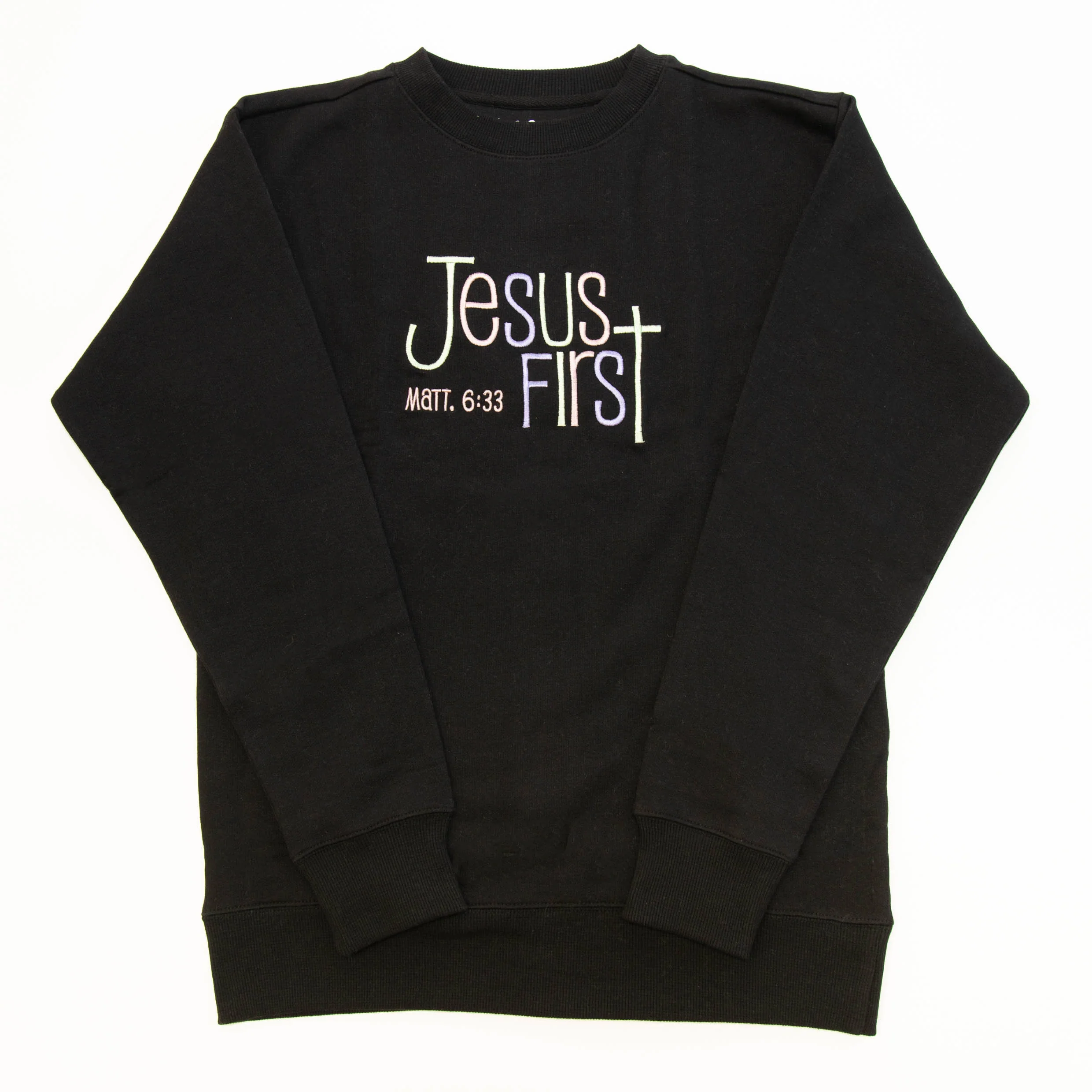 Jesus First Embroidered Crewneck Sweatshirt - Image 2